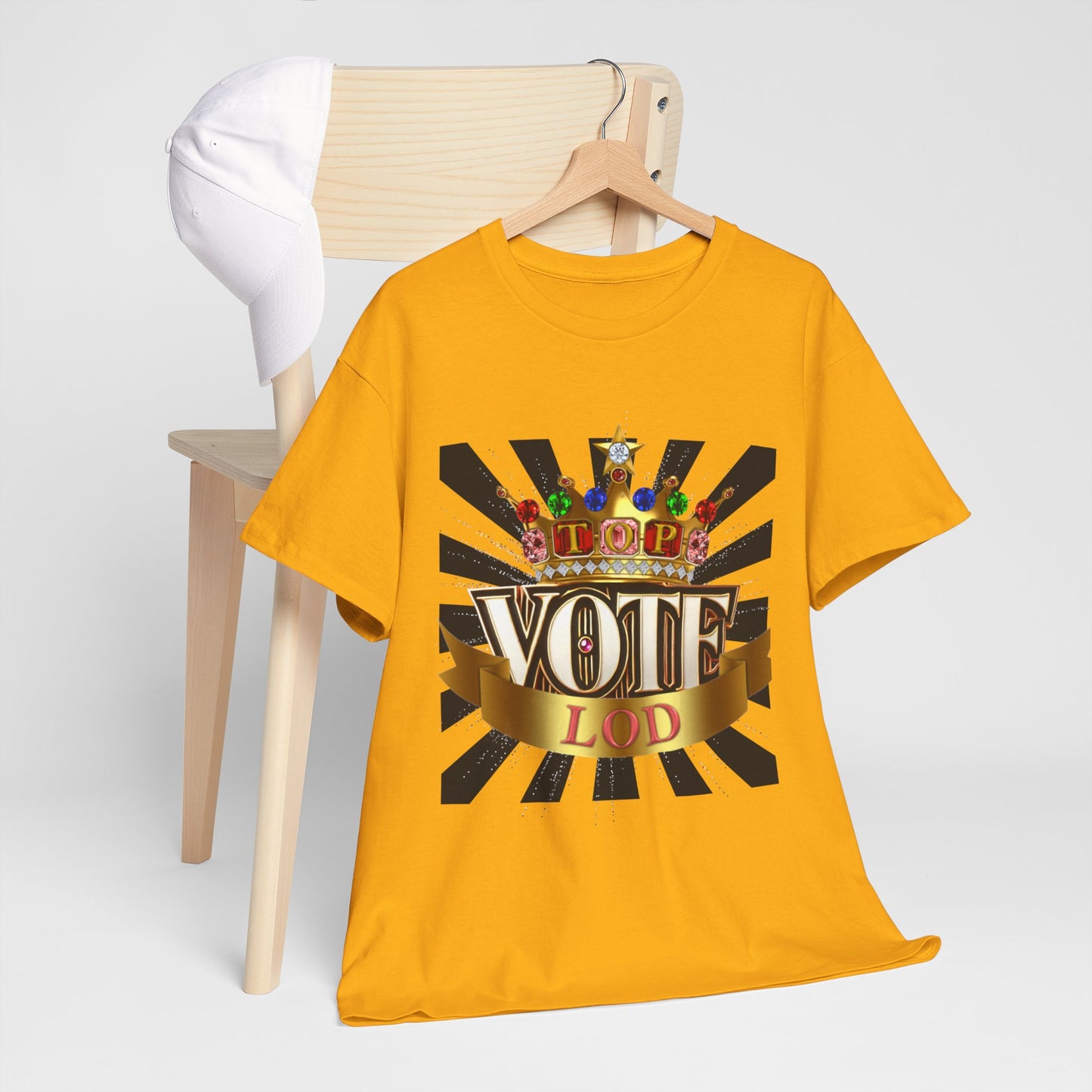 Top Vote LOD" Crown Graphic T-Shirt – Bold & Regal Statement Tee