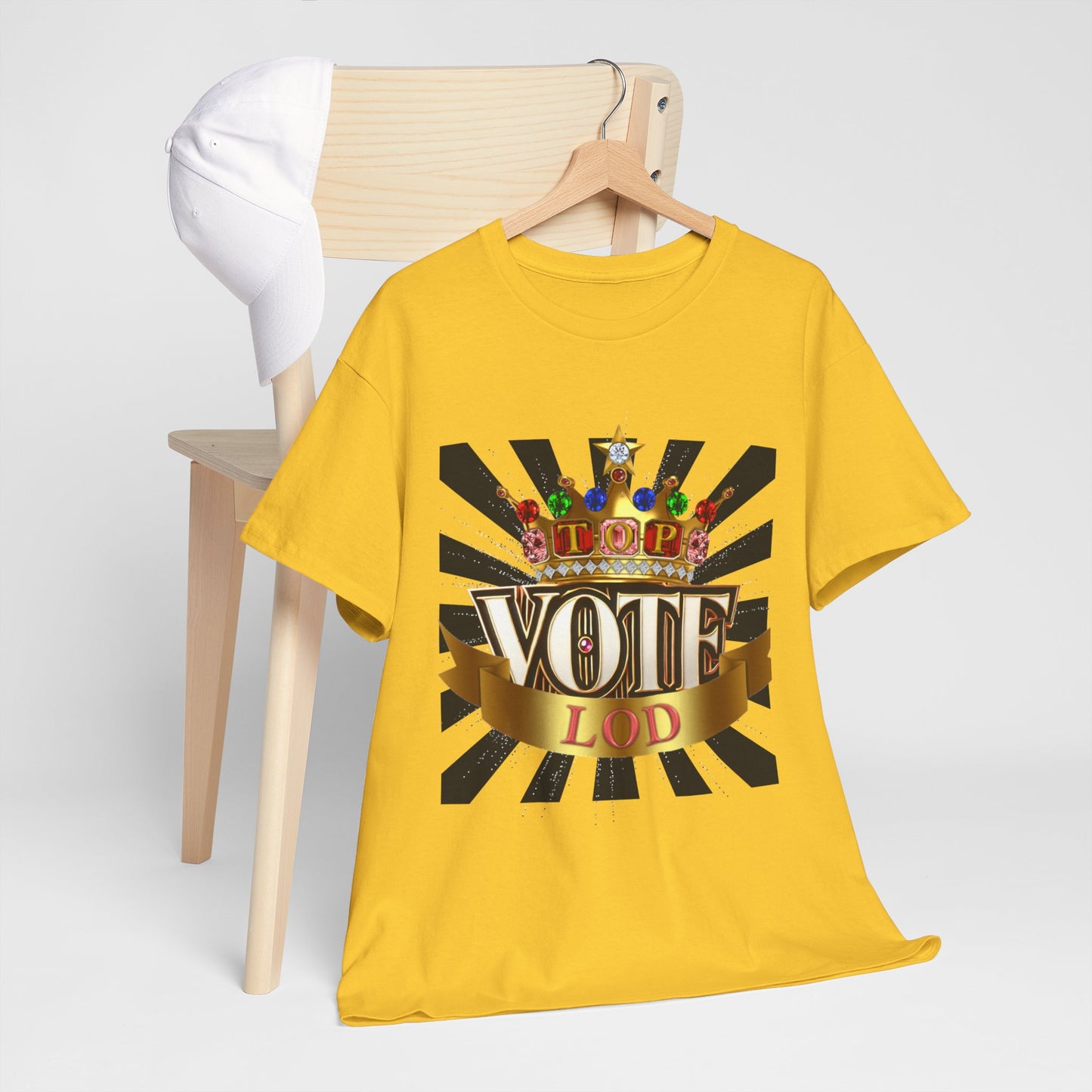 Top Vote LOD" Crown Graphic T-Shirt – Bold & Regal Statement Tee