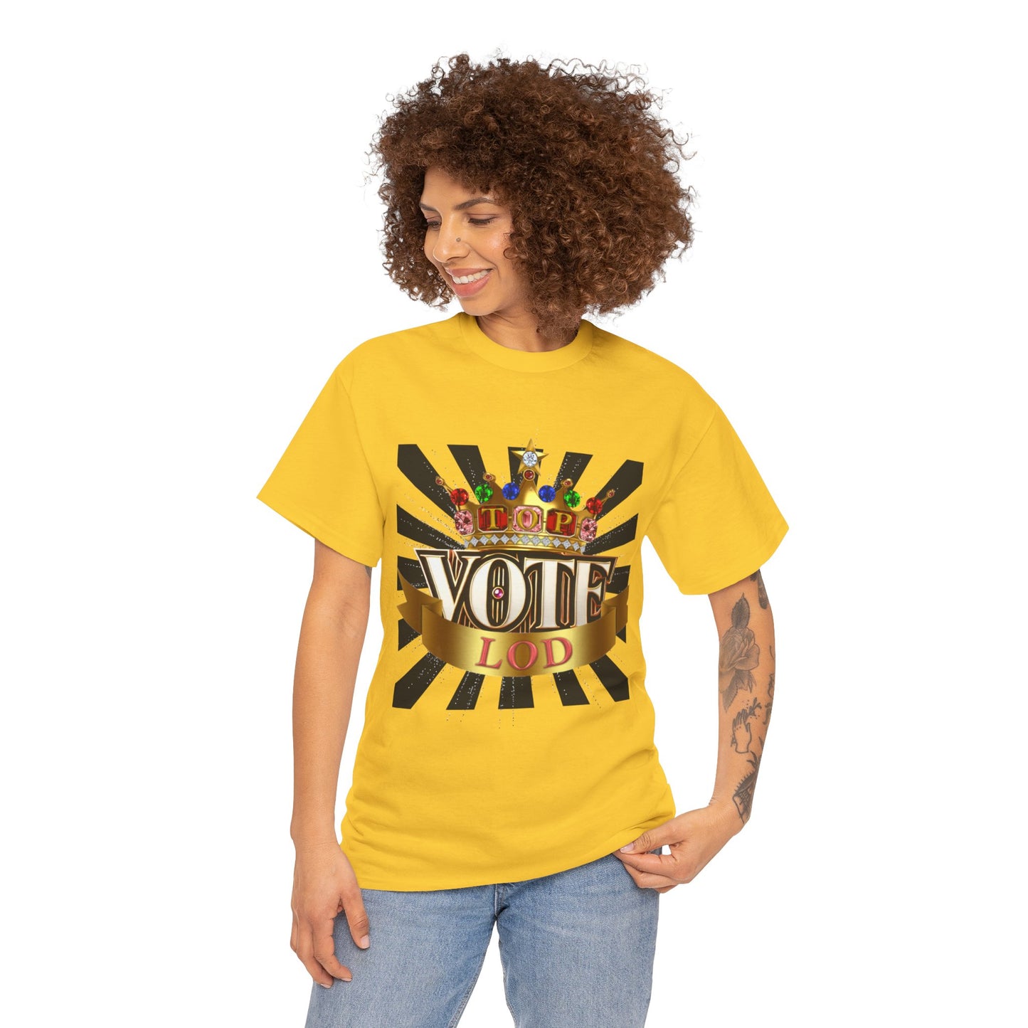 Top Vote LOD" Crown Graphic T-Shirt – Bold & Regal Statement Tee