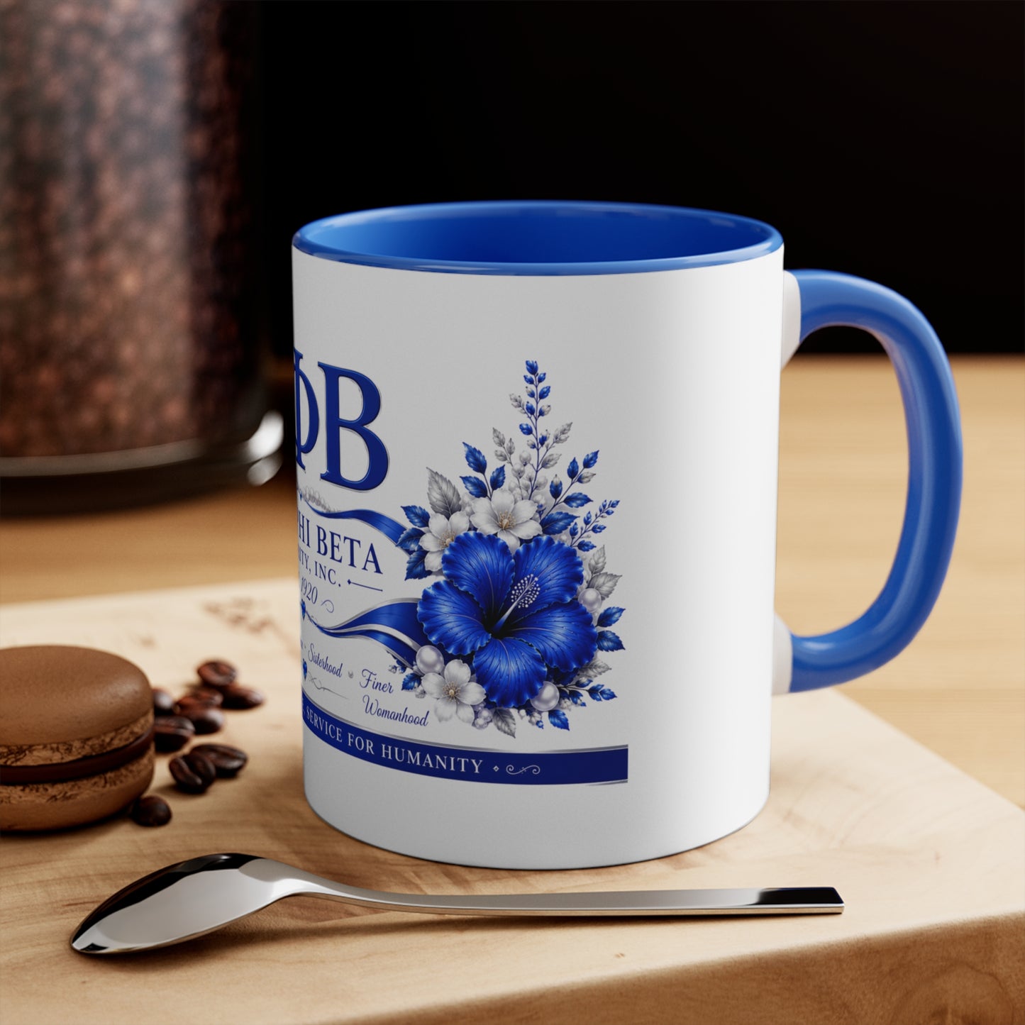 Zeta Phi Beta 11oz Accent Mug — Blue Sorority Crest Coffee Cup