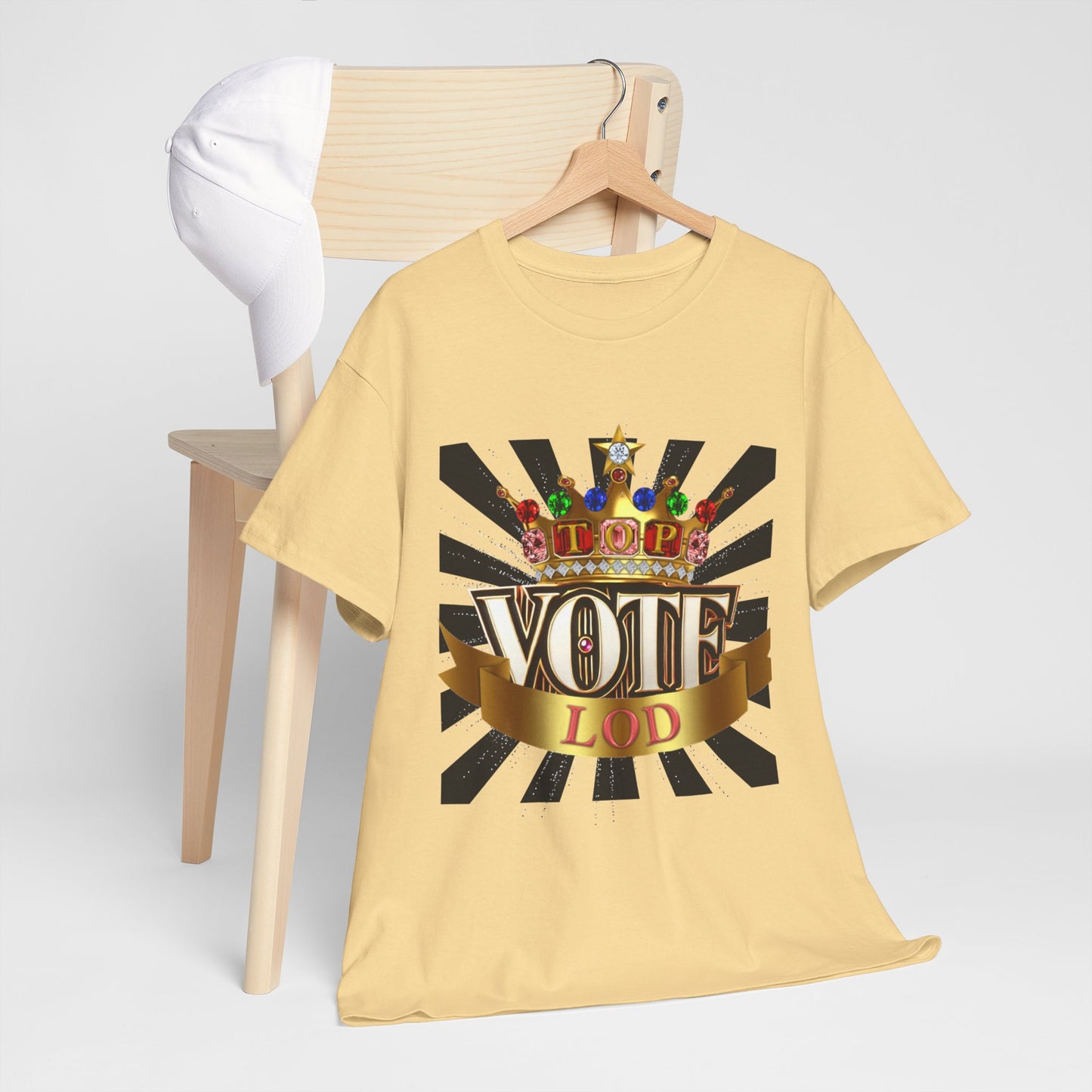 Top Vote LOD" Crown Graphic T-Shirt – Bold & Regal Statement Tee
