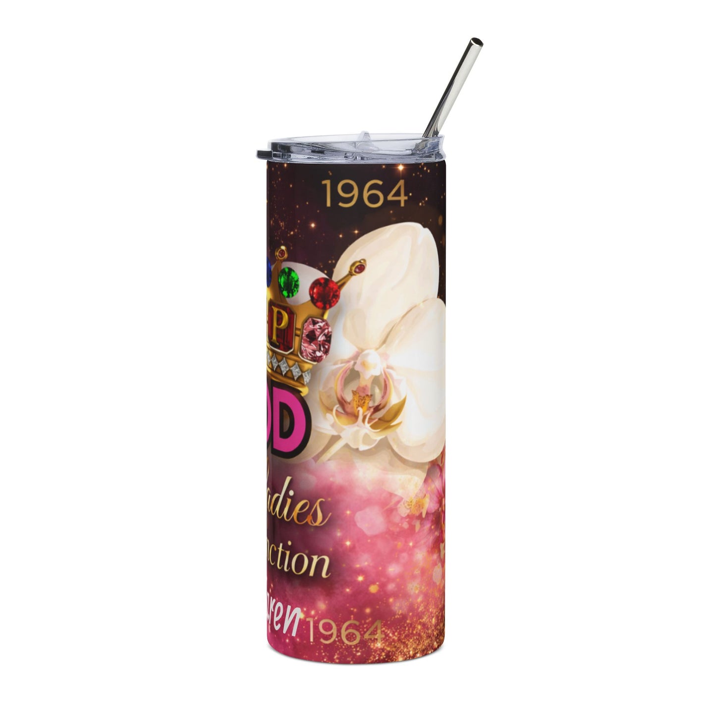 TLOD Crown Luxe Personalized Tumbler – Top Ladies of Distinction 20oz Skinny Tumbler with Straw | Custom Name Gift
