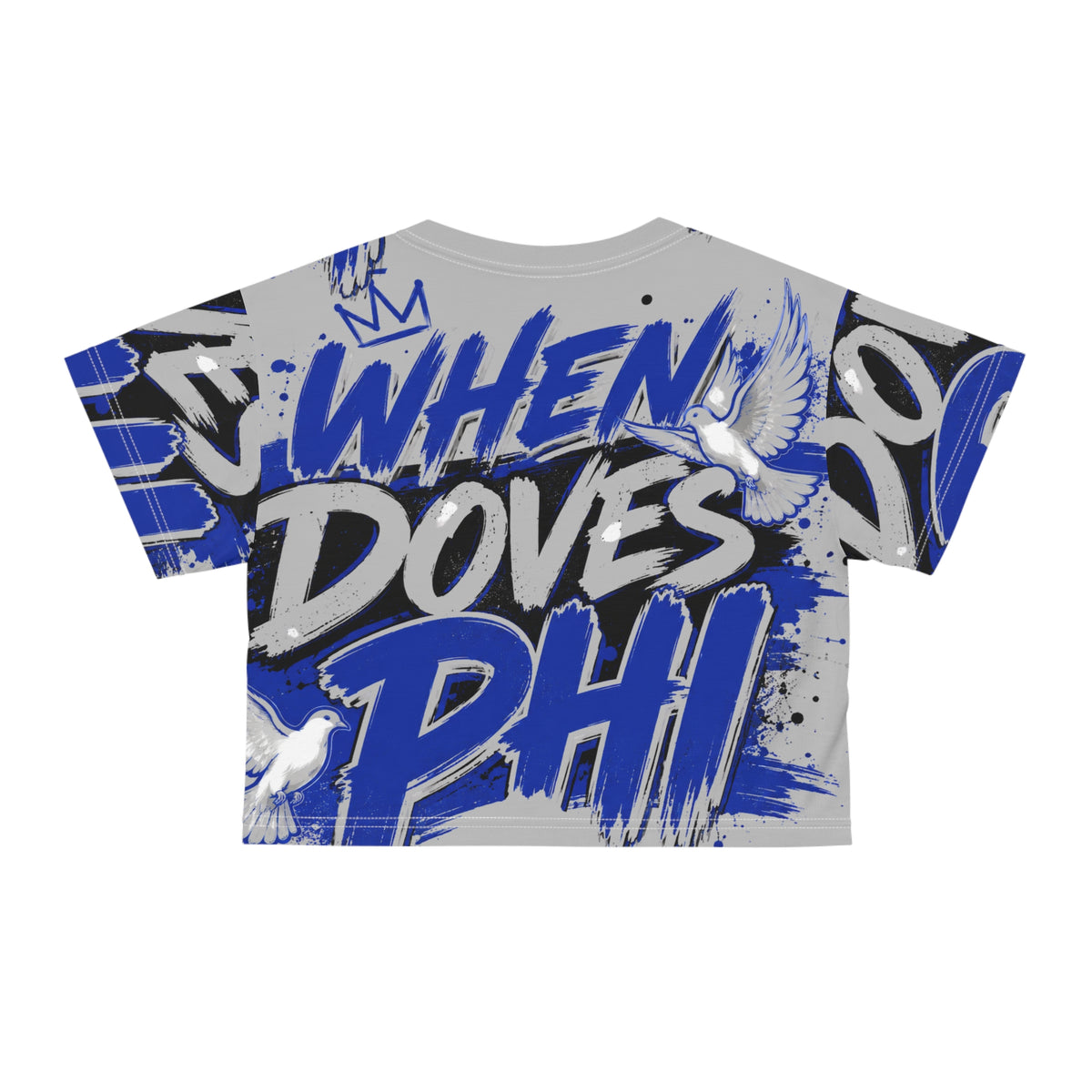 When Doves Phi Crop Tee — Bold Graffiti Sorority Crop Top