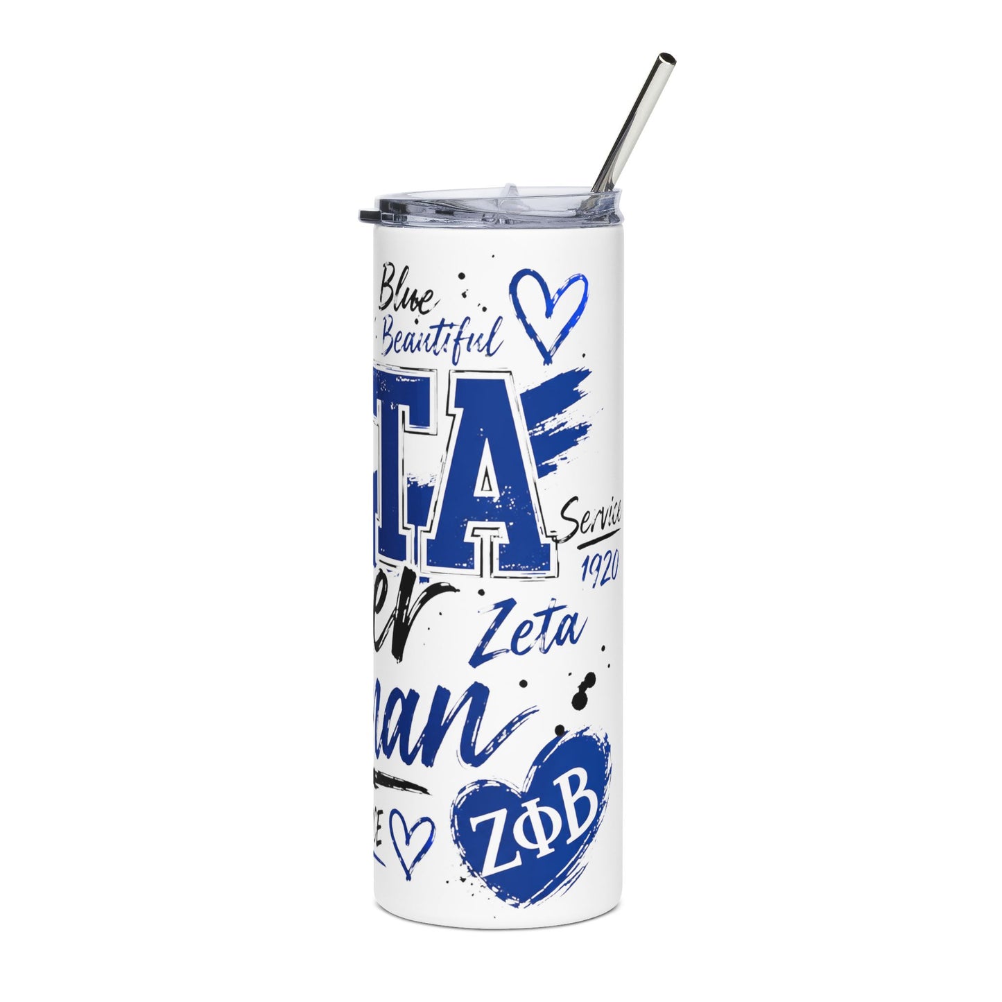 Zeta Sisterhood 20oz Stainless Steel Tumbler - ‘Zeta Fine Woman’ Sorority Travel Cup
