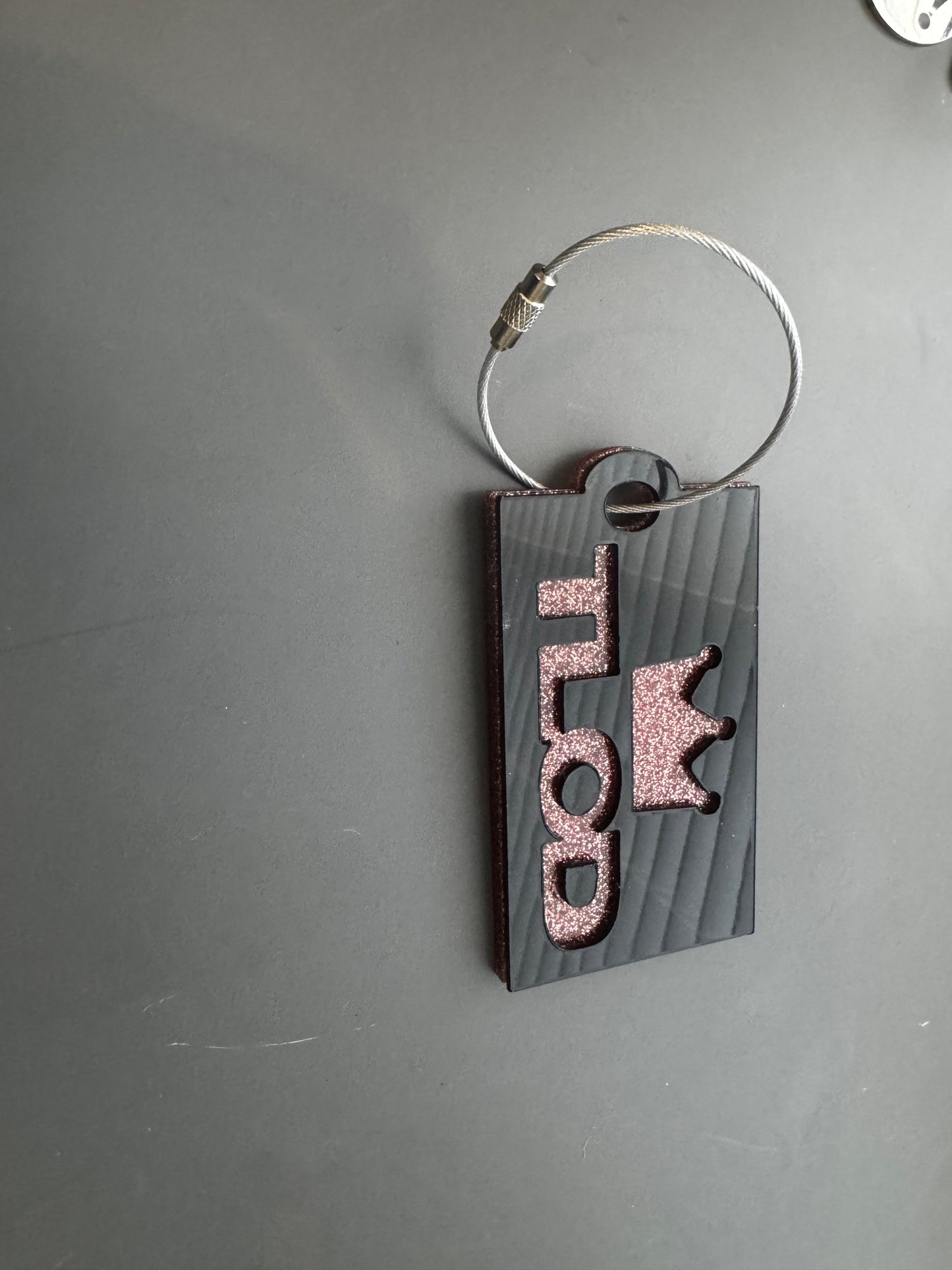 TLOD Keychain & Luggage Tag – Custom Glitter Acrylic Gift