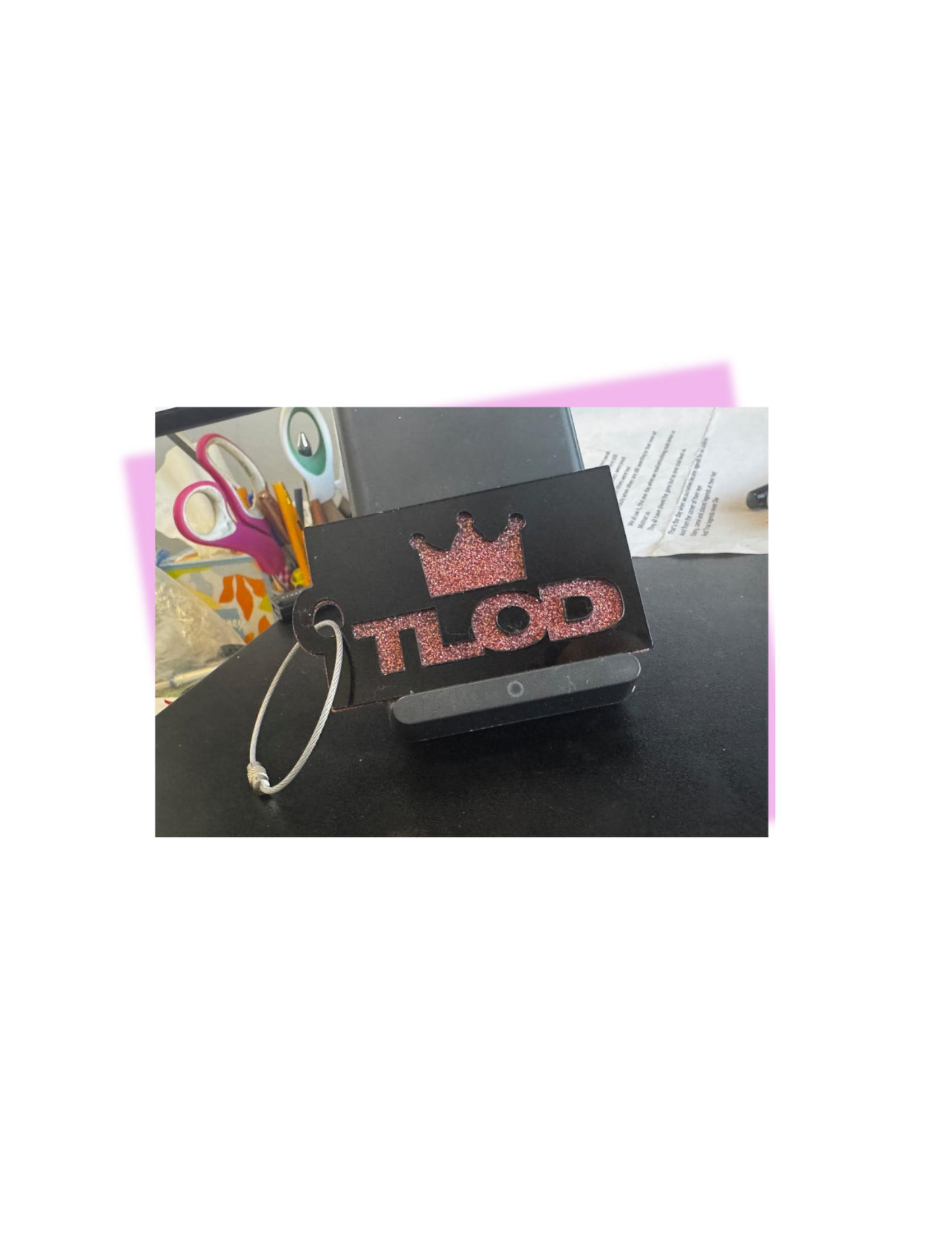 TLOD Keychain & Luggage Tag – Custom Glitter Acrylic Gift
