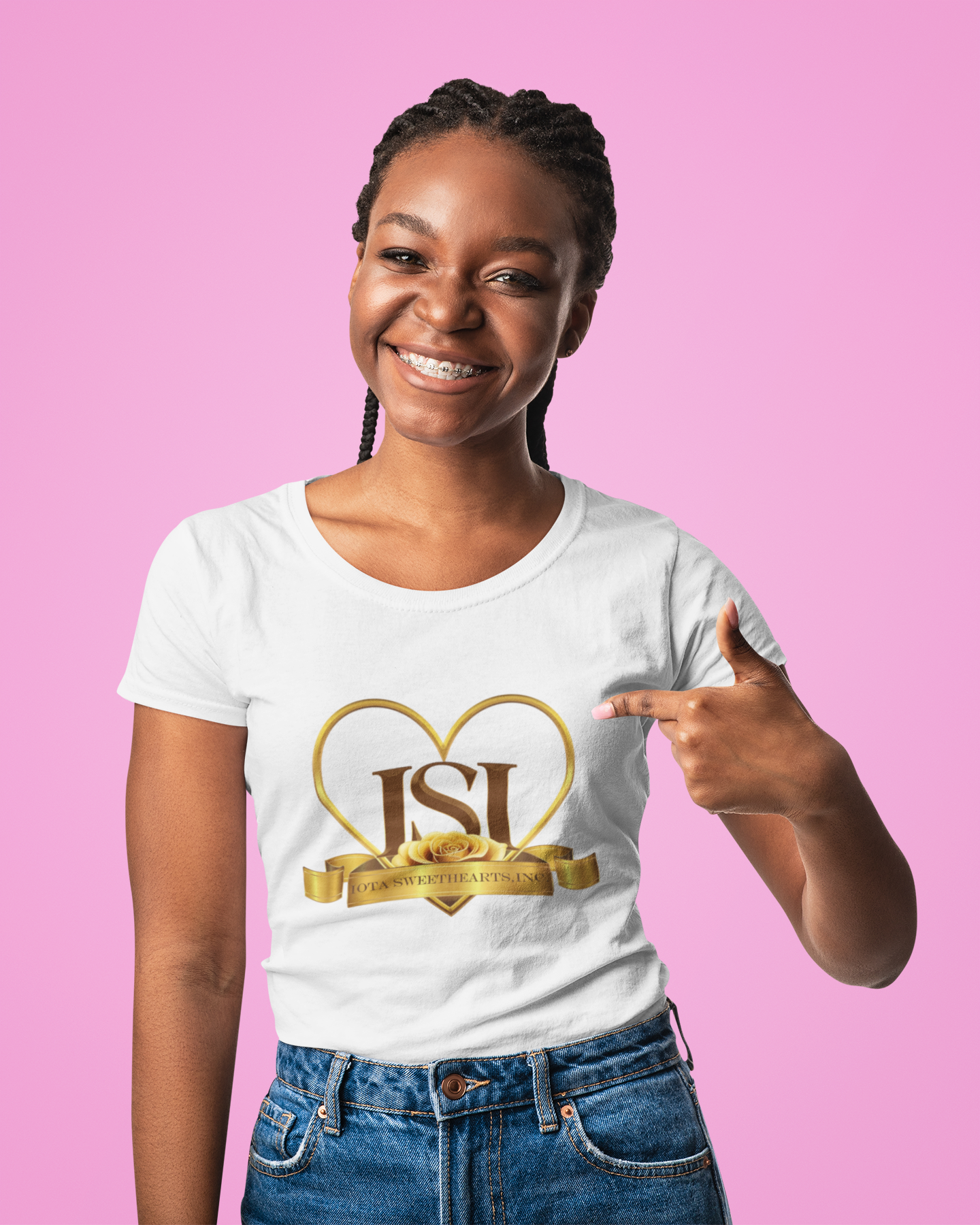 Gold Heart ISI T-Shirt – Elegant Love-Inspired Design for ISI Sisterhood