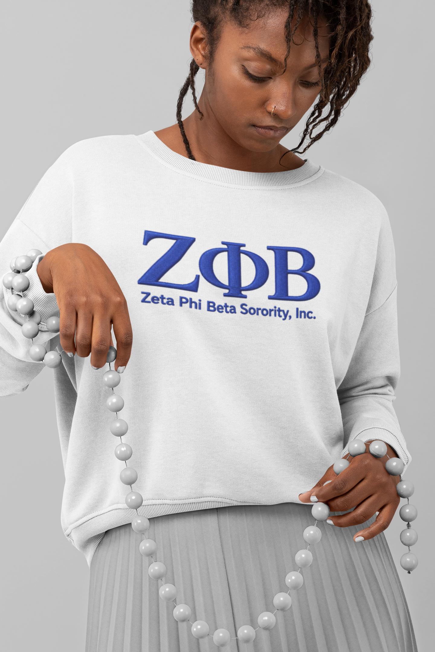 Zeta Phi Beta Embroidered Crewneck Sweatshirt