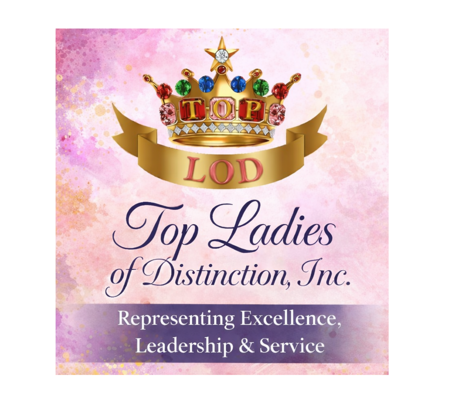 Top Ladies of Distinction, Inc. crown logo banner representing excellence, leadership, and service for nonprofit women’s leadership organization.