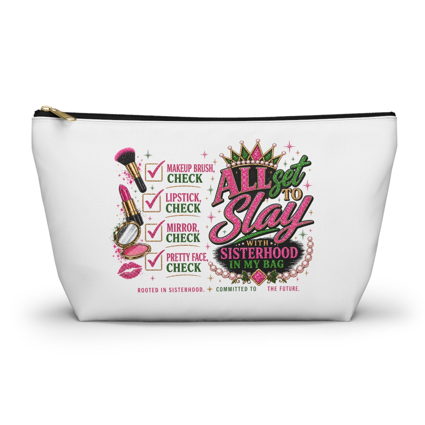 Pretty Girl Makeup Checklist Cosmetic Bag – Travel Makeup Pouch, Girls Trip Essentials, Cute Beauty Organizer Bag