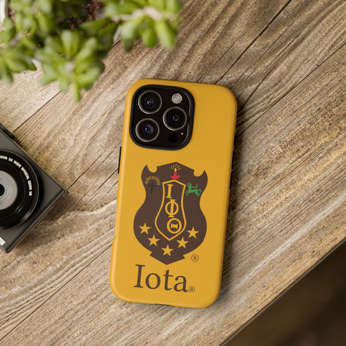 Iota Sorority Shield Phone Case — Greek Letter Tough Case (Yellow)