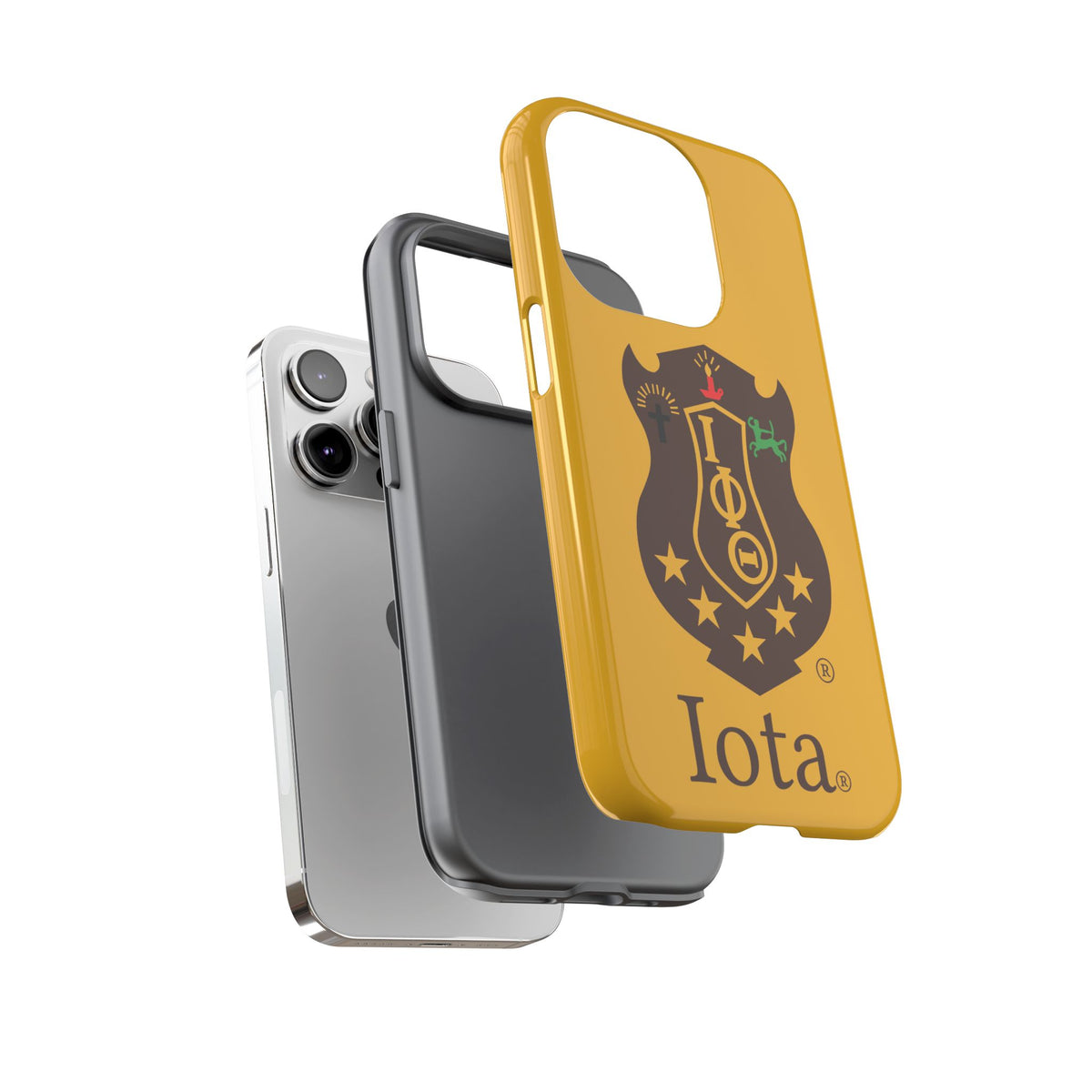 Iota Sorority Shield Phone Case — Greek Letter Tough Case (Yellow)