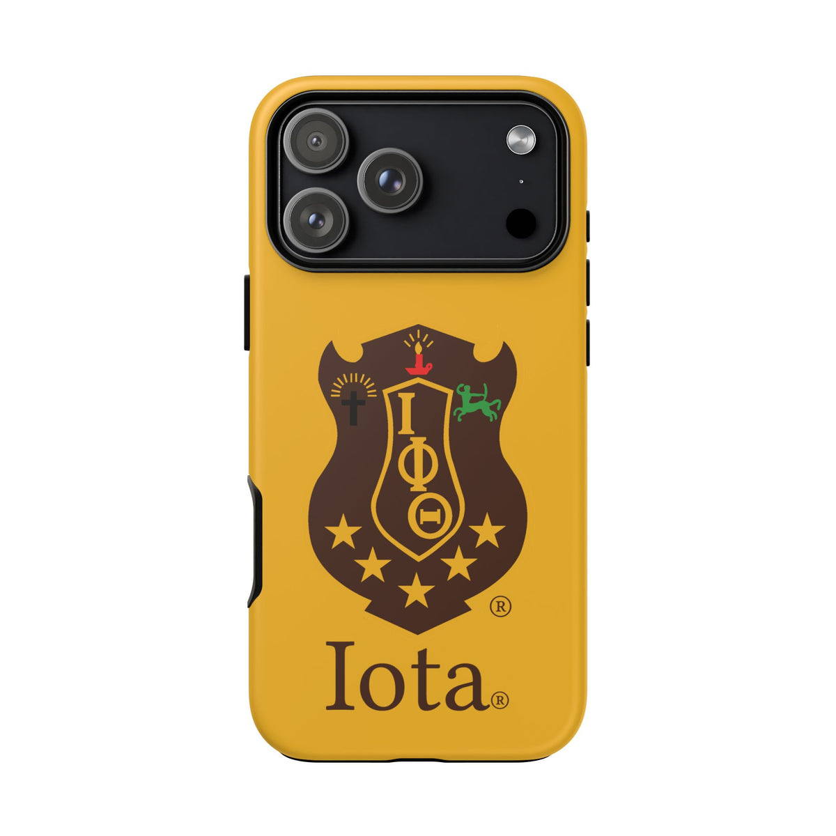 Iota Sorority Shield Phone Case — Greek Letter Tough Case (Yellow)