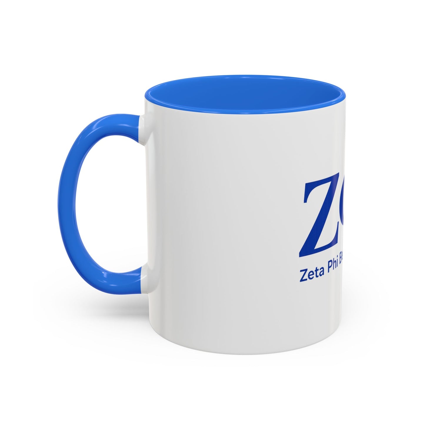 Zeta Phi Beta Sorority Blue Logo Mug — 11oz & 15oz Color-Accent Coffee Cup