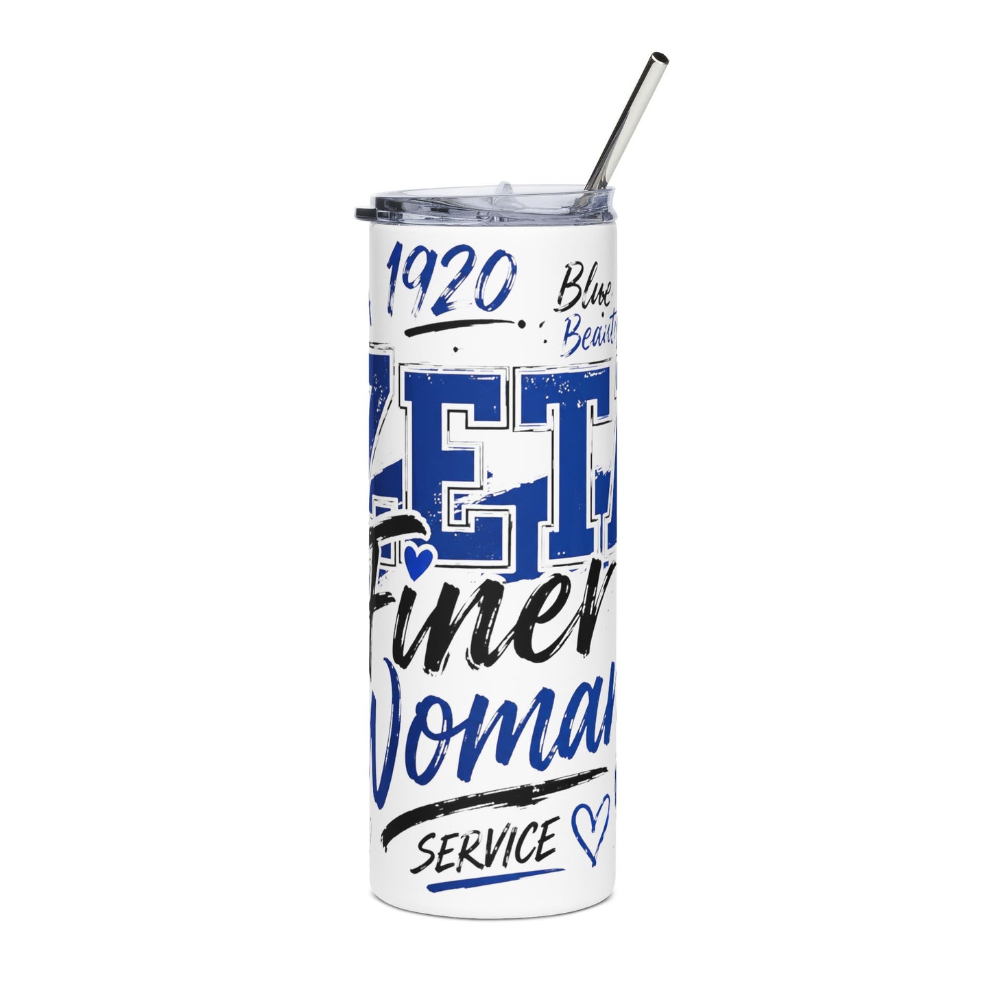 Zeta Sisterhood 20oz Stainless Steel Tumbler - ‘Zeta Fine Woman’ Sorority Travel Cup