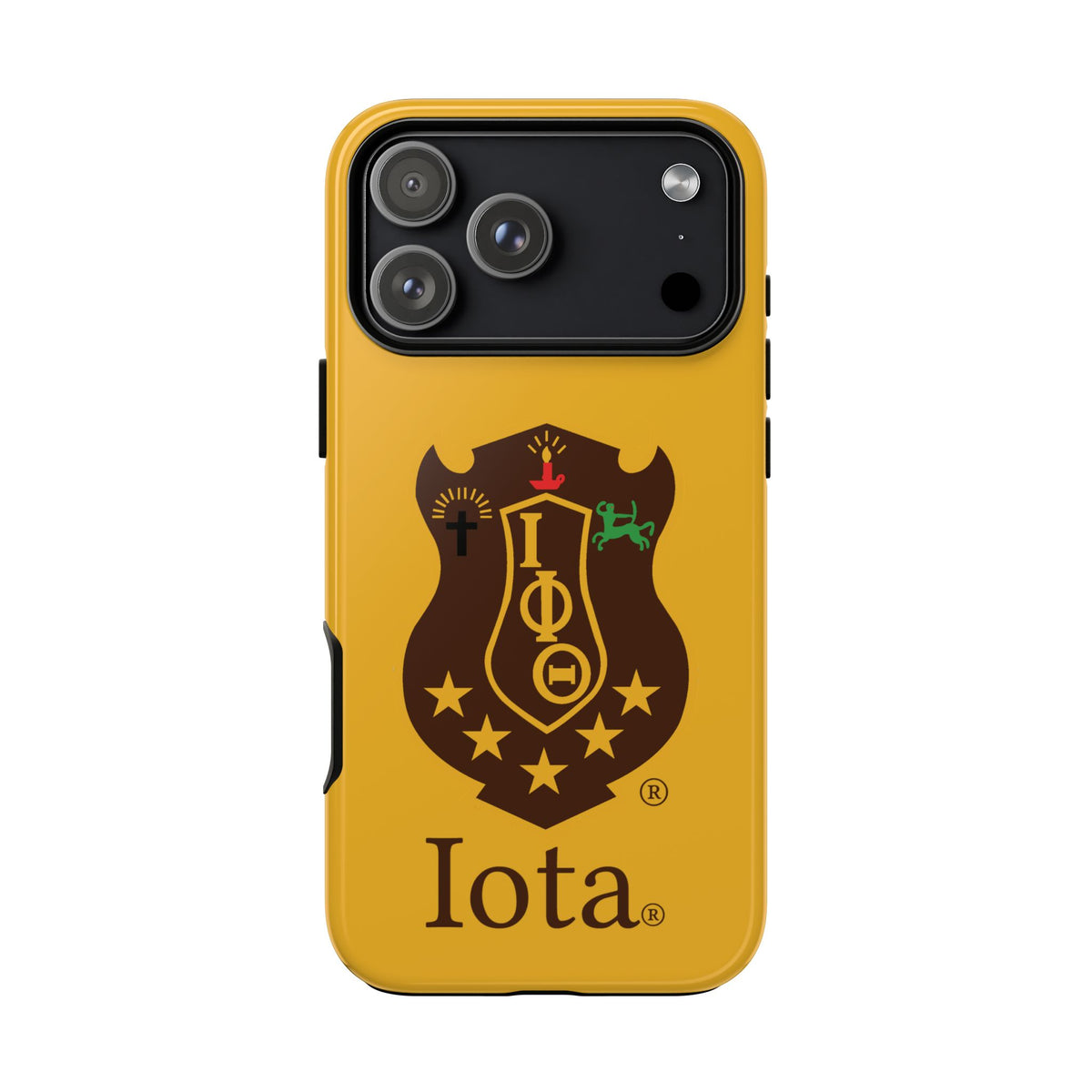 Iota Sorority Shield Phone Case — Greek Letter Tough Case (Yellow)