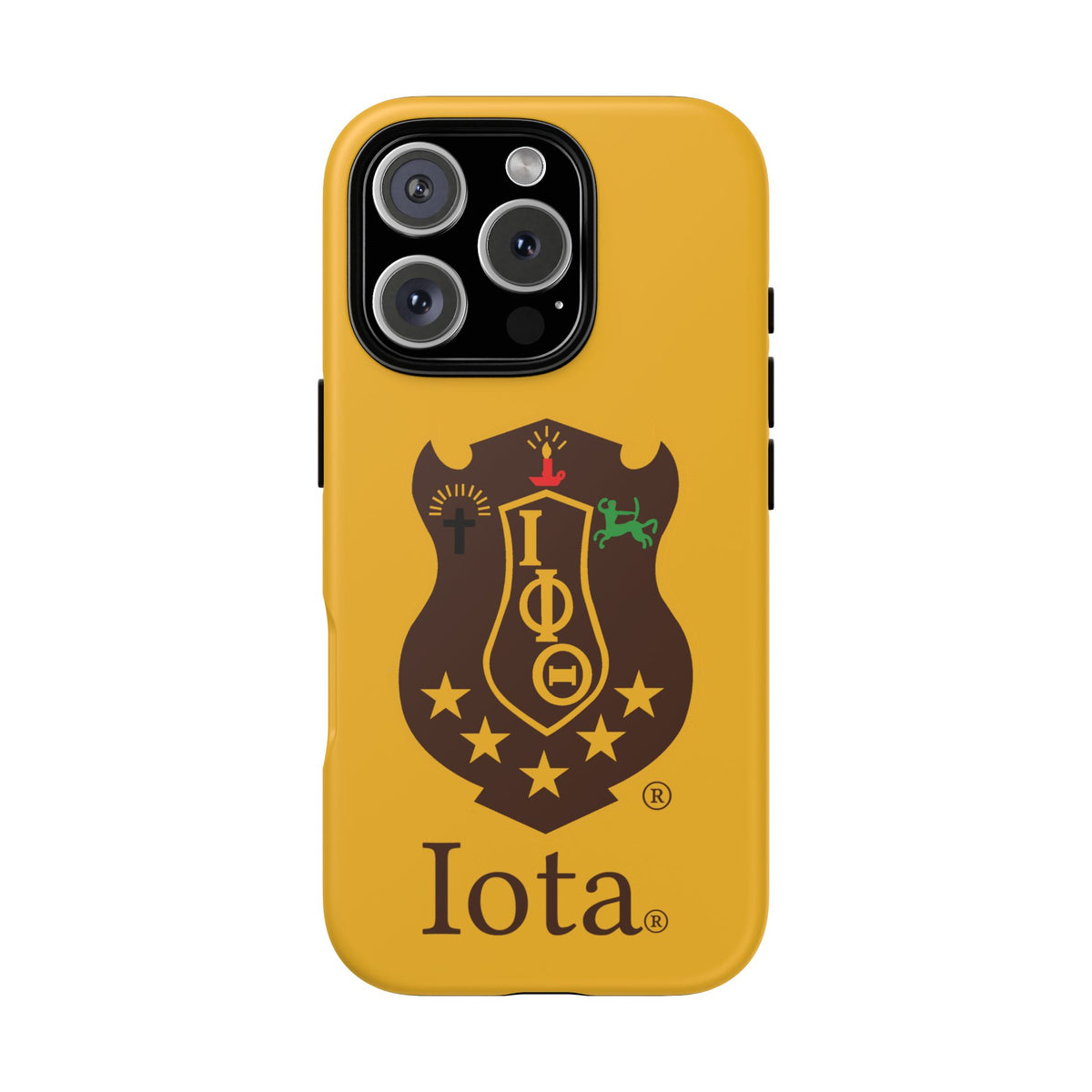 Iota Sorority Shield Phone Case — Greek Letter Tough Case (Yellow)