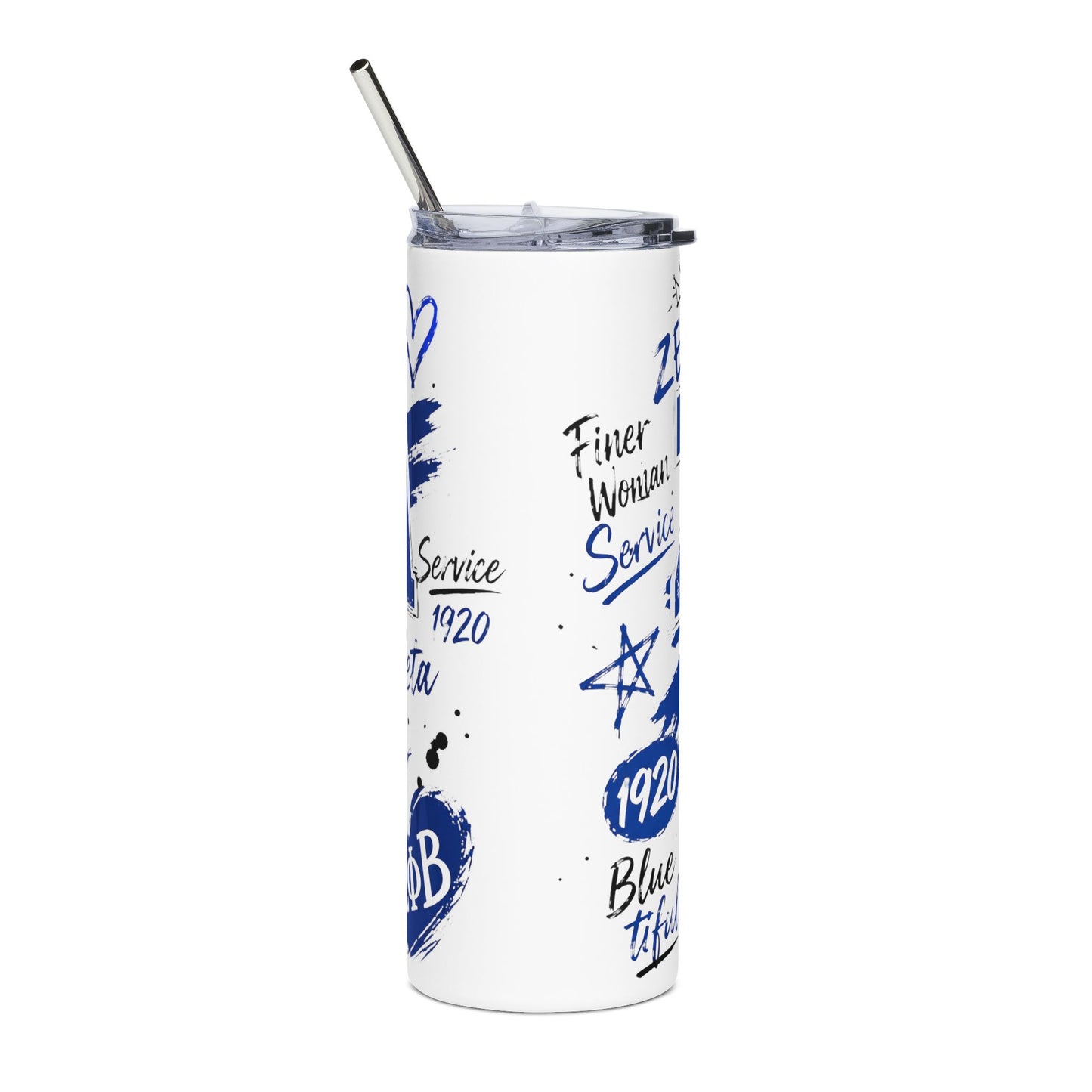 Zeta Sisterhood 20oz Stainless Steel Tumbler - ‘Zeta Fine Woman’ Sorority Travel Cup