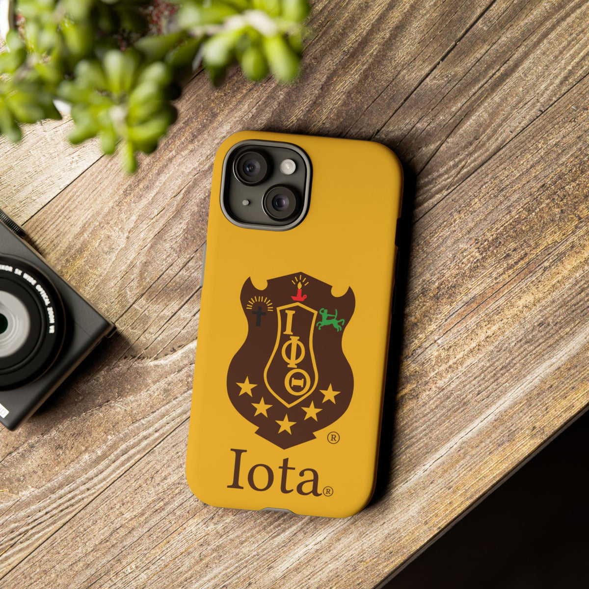 Iota Sorority Shield Phone Case — Greek Letter Tough Case (Yellow)