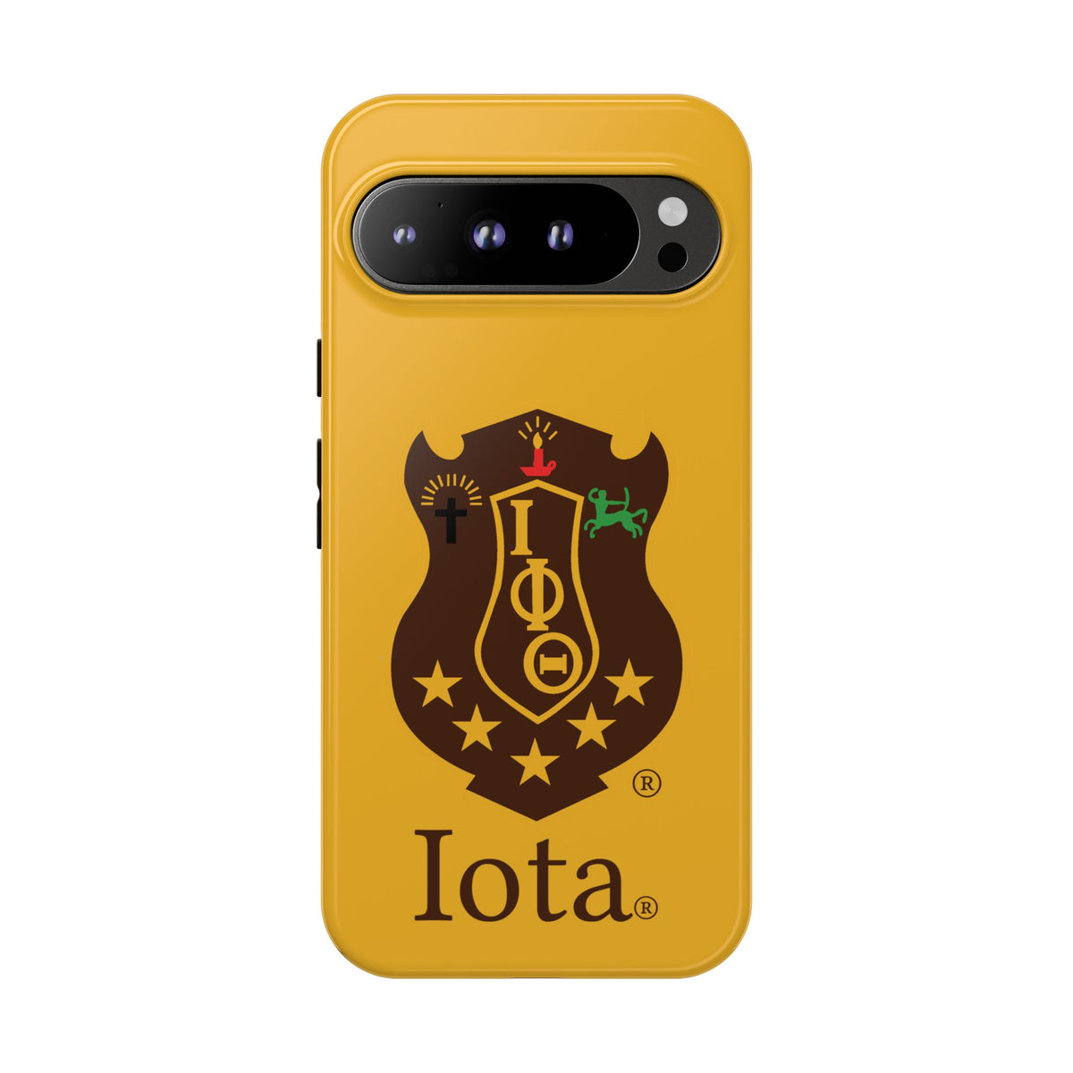 Iota Sorority Shield Phone Case — Greek Letter Tough Case (Yellow)