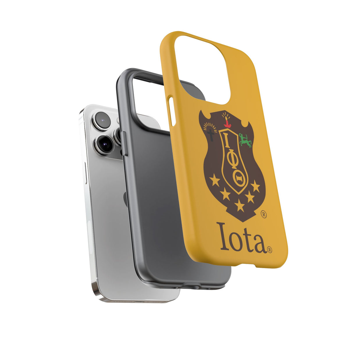 Iota Sorority Shield Phone Case — Greek Letter Tough Case (Yellow)