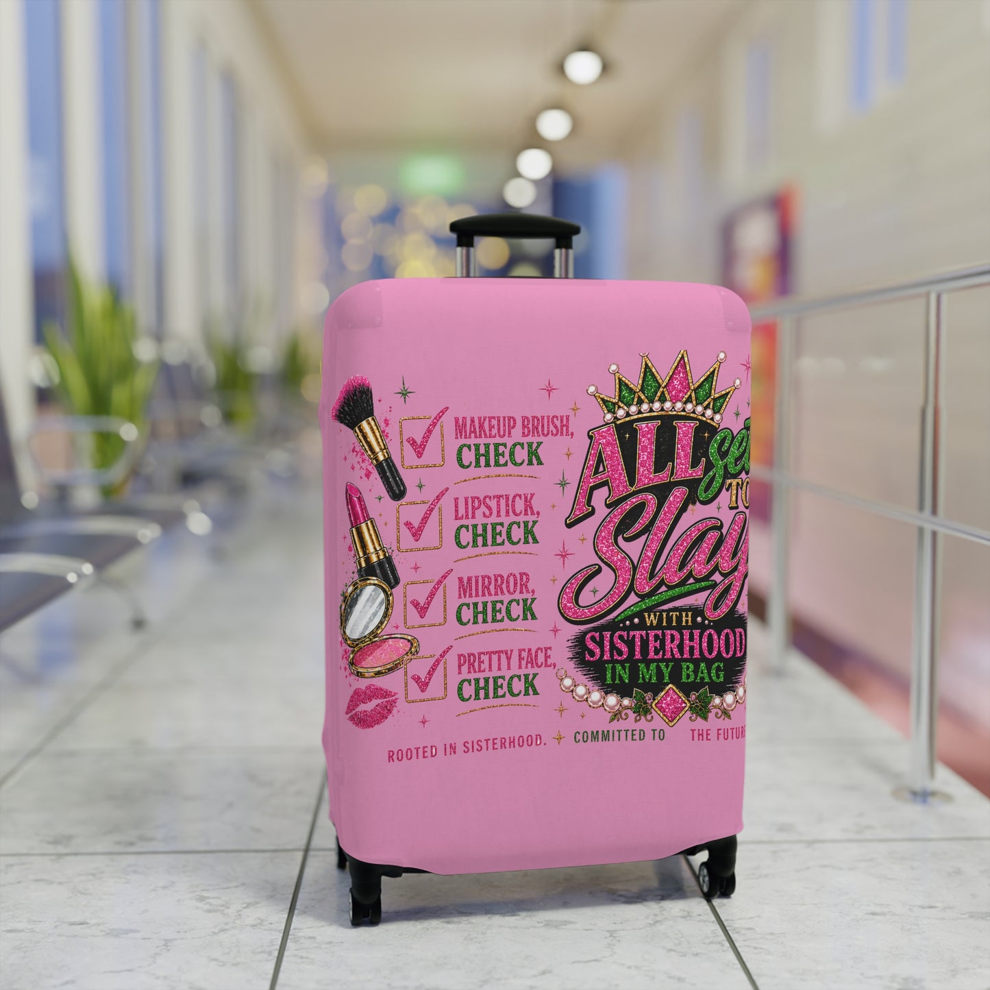 Pretty Girl Suitcase Cover – Pink Travel Luggage Cover, Girls Trip Essentials, Protective Stretch Luggage Cover for Women