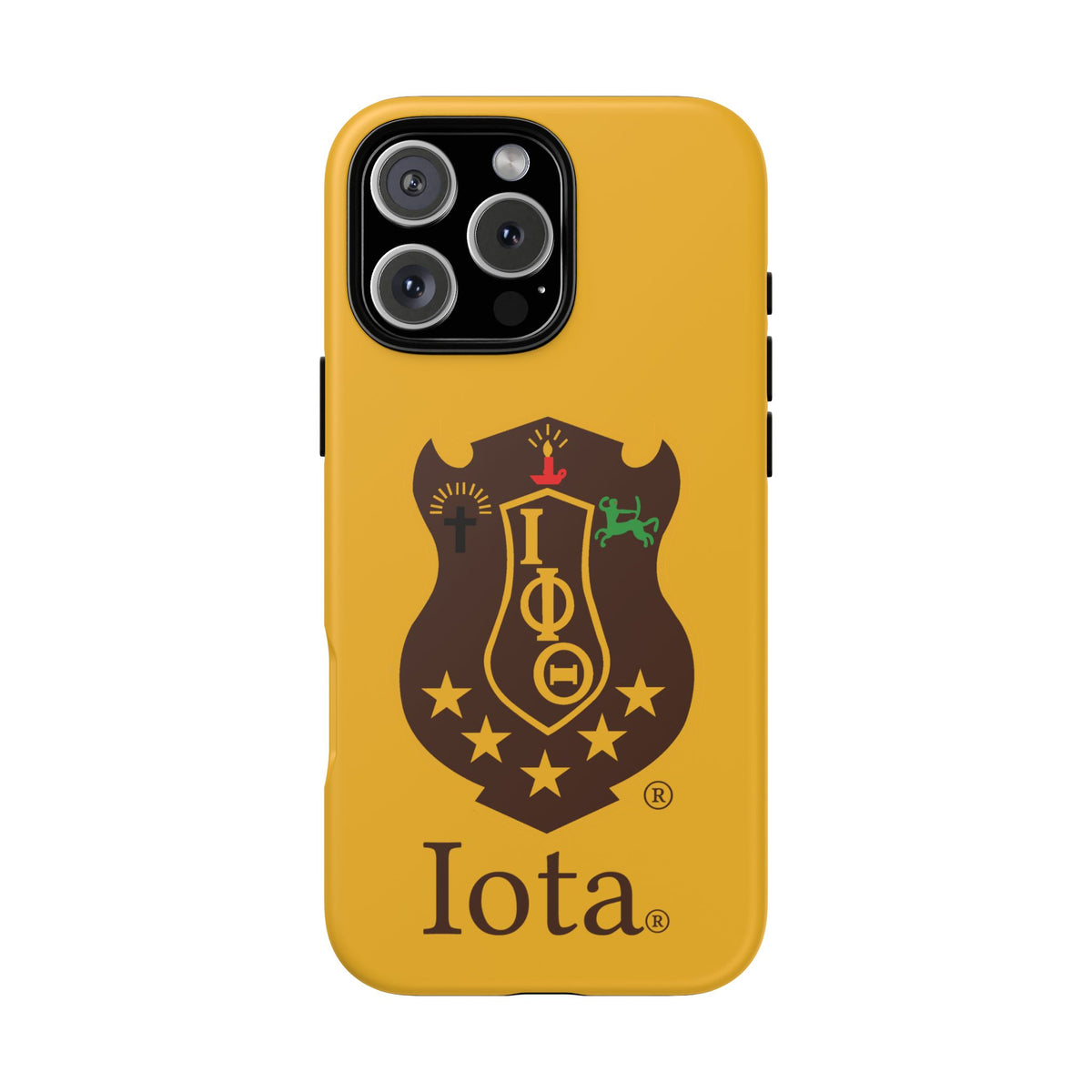 Iota Sorority Shield Phone Case — Greek Letter Tough Case (Yellow)