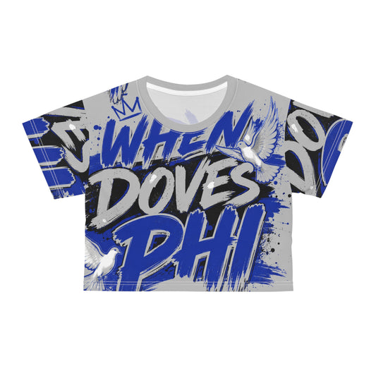 When Doves Phi Crop Tee — Bold Graffiti Sorority Crop Top