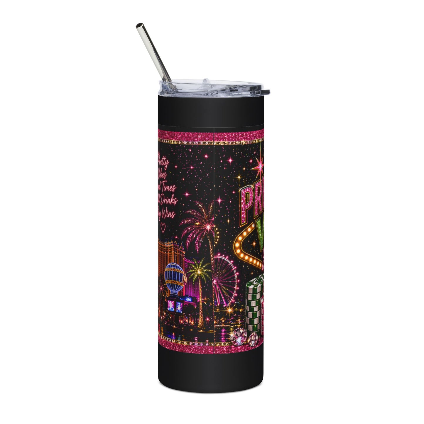 Pretty Girl Vegas 20oz Tumbler – Luxury Casino Glam Stainless Steel Travel Mug | Vegas Girls Trip Drinkware | Gifts for Women