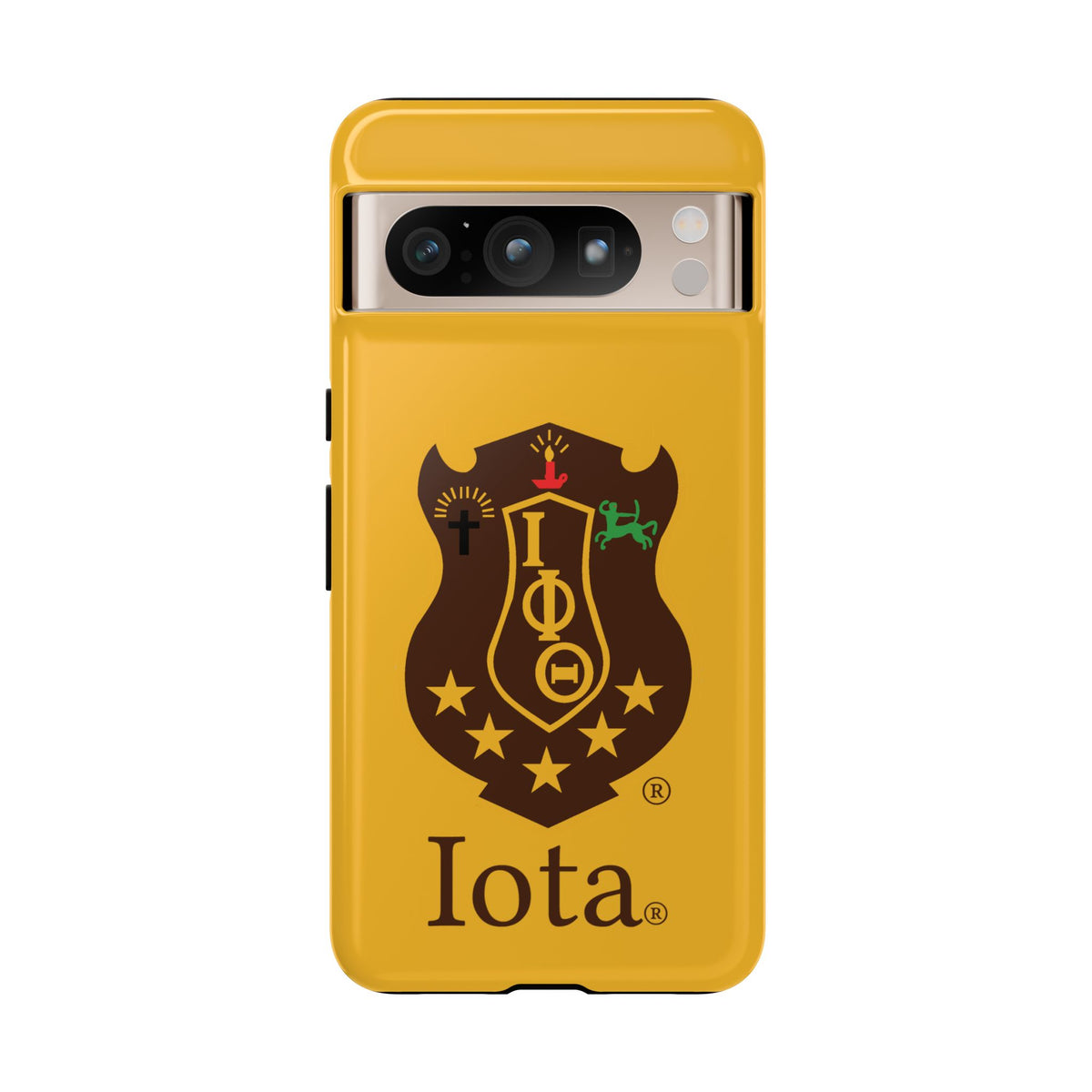Iota Sorority Shield Phone Case — Greek Letter Tough Case (Yellow)