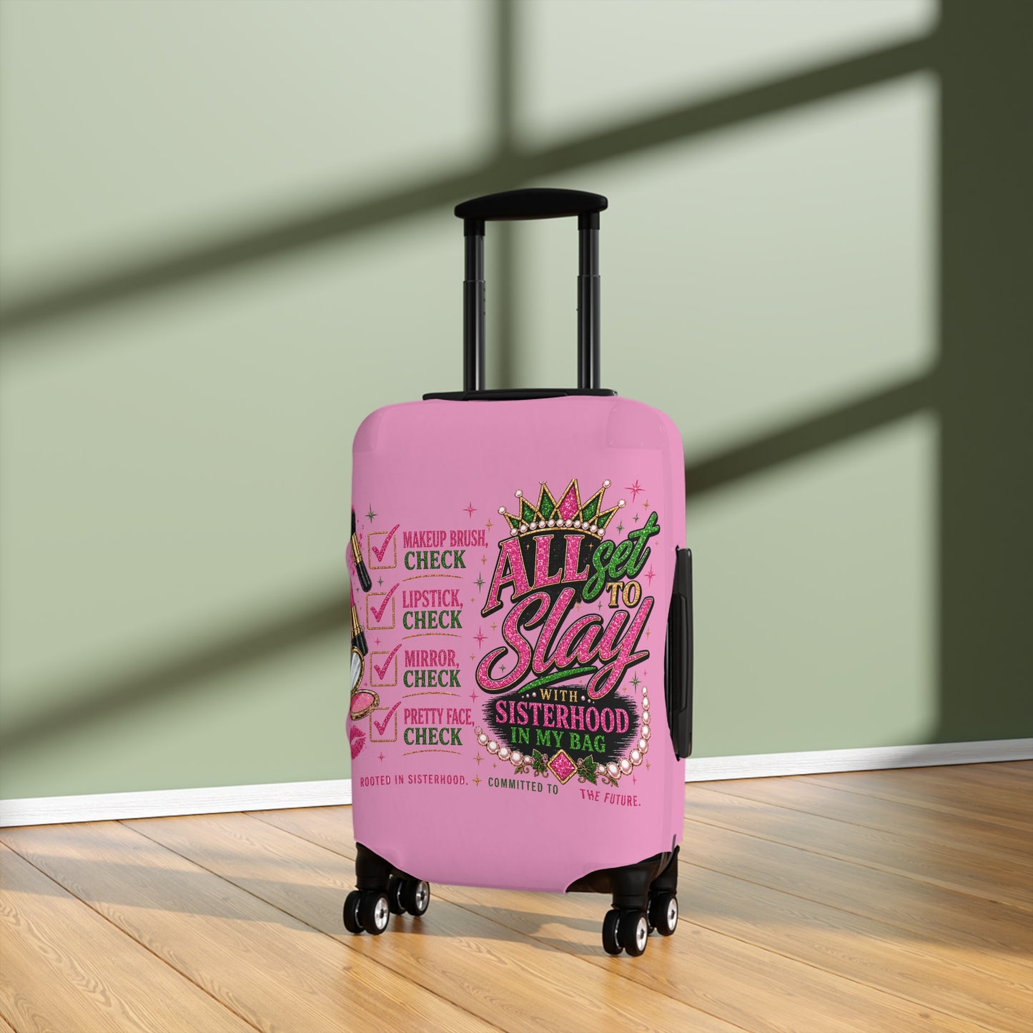 Pretty Girl Suitcase Cover – Pink Travel Luggage Cover, Girls Trip Essentials, Protective Stretch Luggage Cover for Women