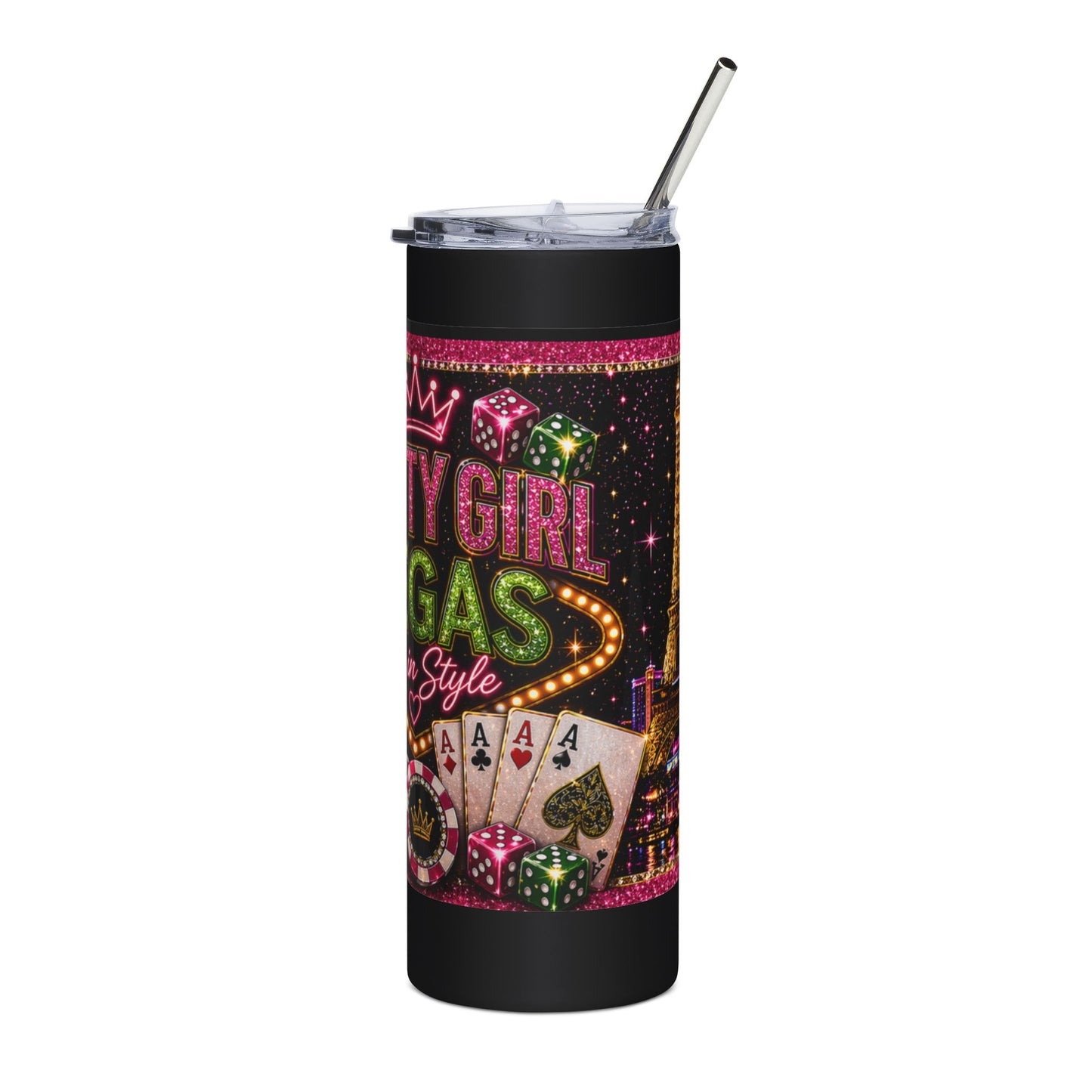 Pretty Girl Vegas 20oz Tumbler – Luxury Casino Glam Stainless Steel Travel Mug | Vegas Girls Trip Drinkware | Gifts for Women