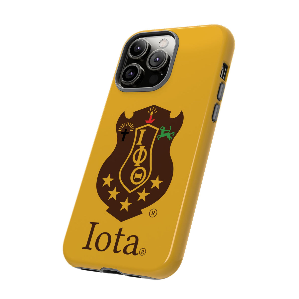 Iota Sorority Shield Phone Case — Greek Letter Tough Case (Yellow)