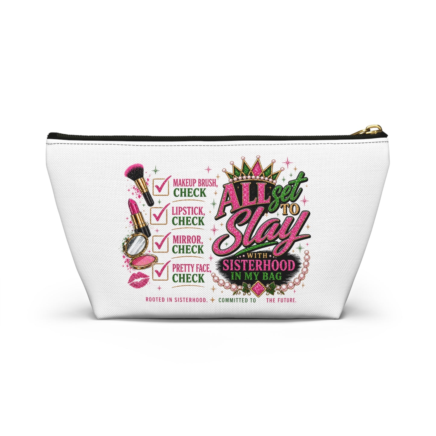Pretty Girl Makeup Checklist Cosmetic Bag – Travel Makeup Pouch, Girls Trip Essentials, Cute Beauty Organizer Bag