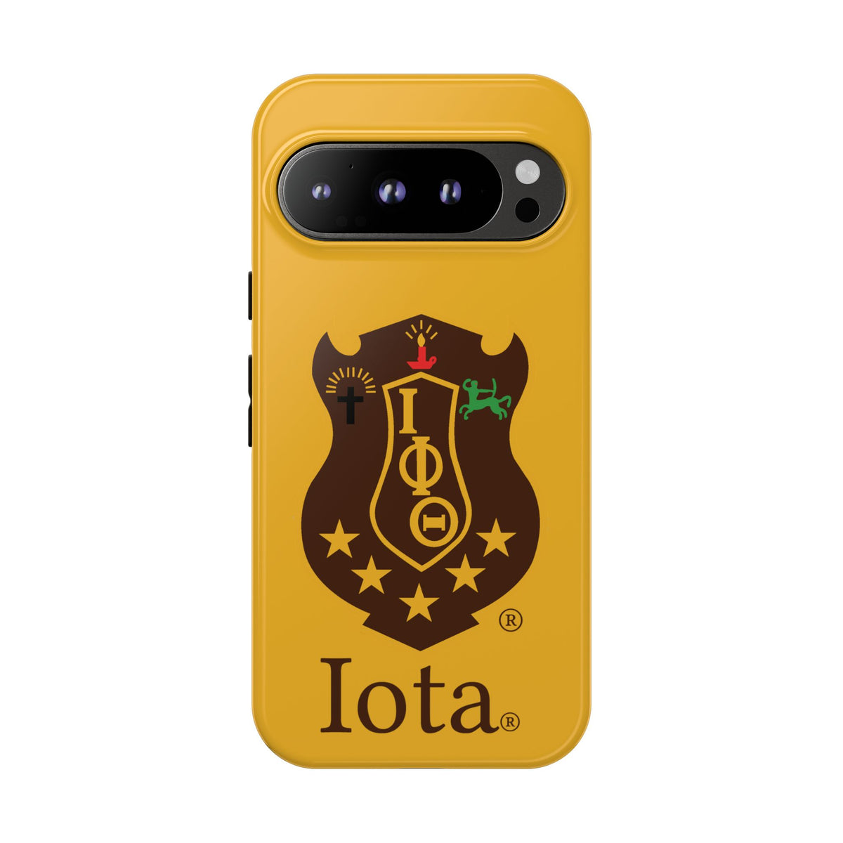 Iota Sorority Shield Phone Case — Greek Letter Tough Case (Yellow)