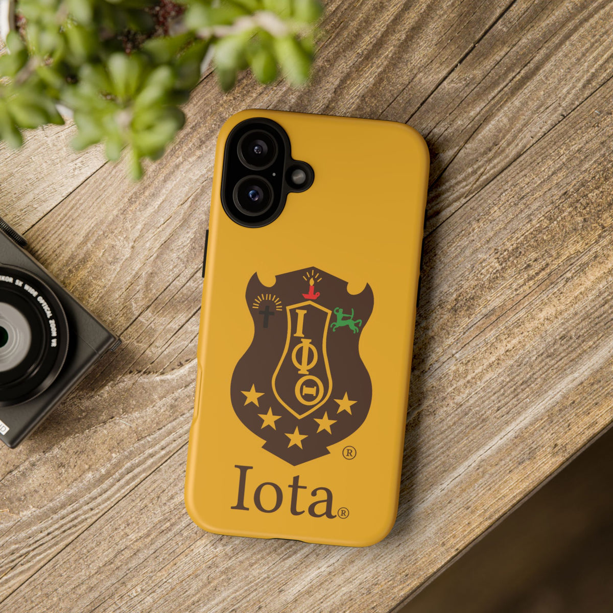 Iota Sorority Shield Phone Case — Greek Letter Tough Case (Yellow)