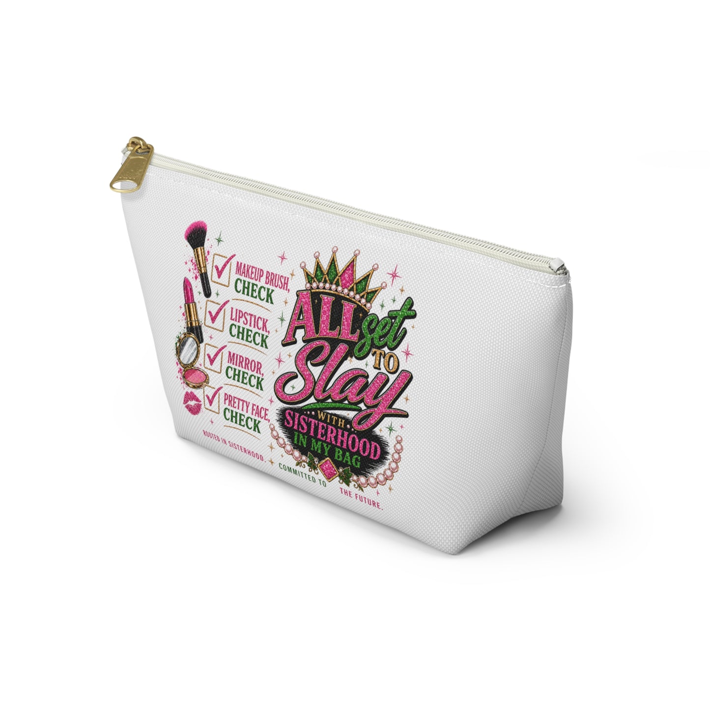 Pretty Girl Makeup Checklist Cosmetic Bag – Travel Makeup Pouch, Girls Trip Essentials, Cute Beauty Organizer Bag