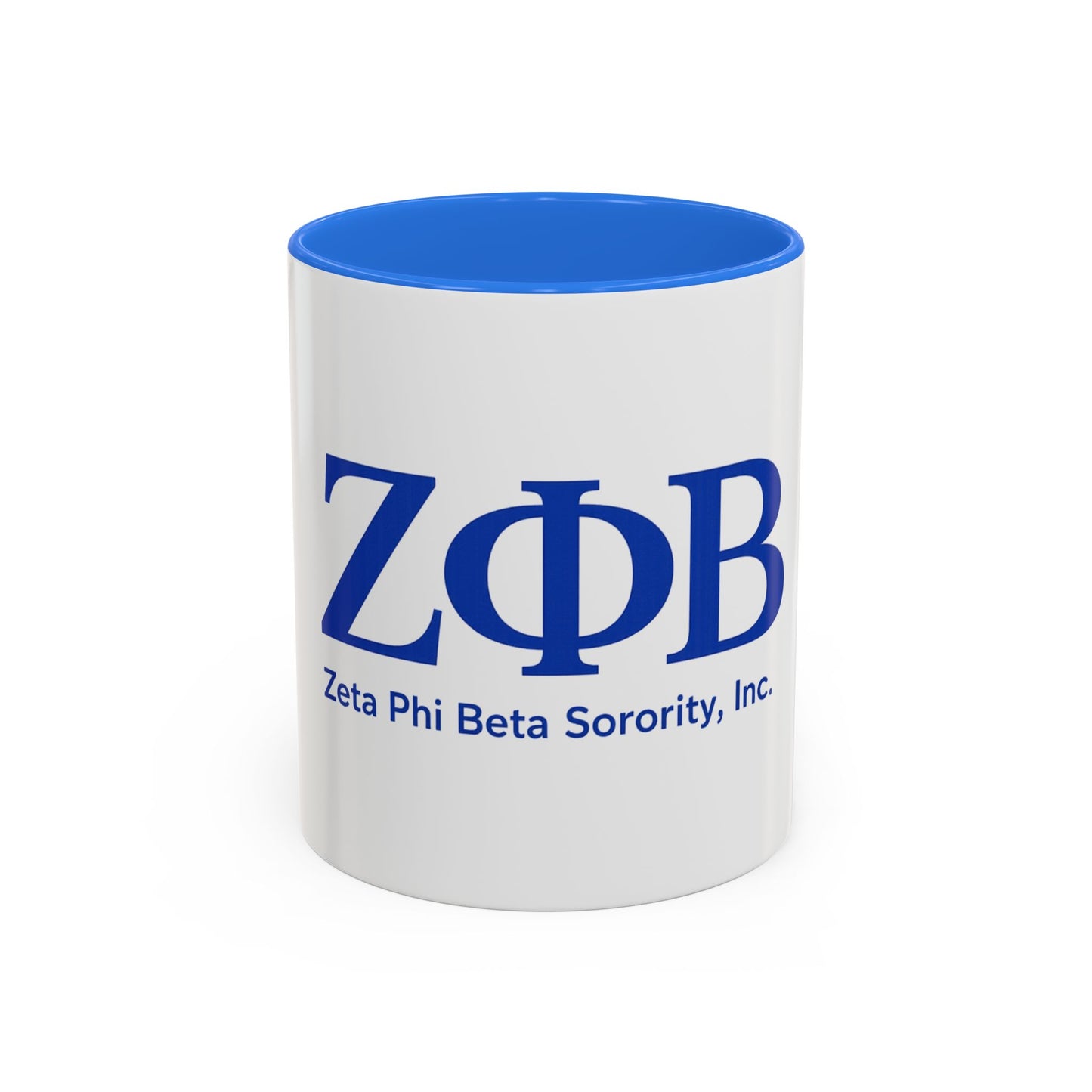 Zeta Phi Beta Sorority Blue Logo Mug — 11oz & 15oz Color-Accent Coffee Cup
