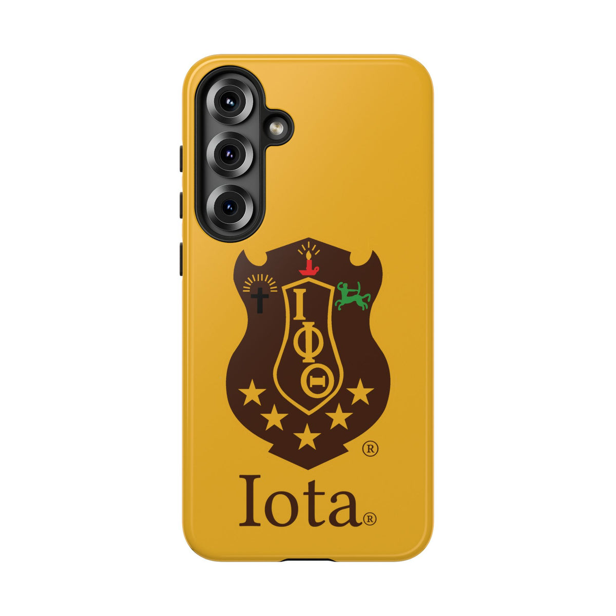 Iota Sorority Shield Phone Case — Greek Letter Tough Case (Yellow)