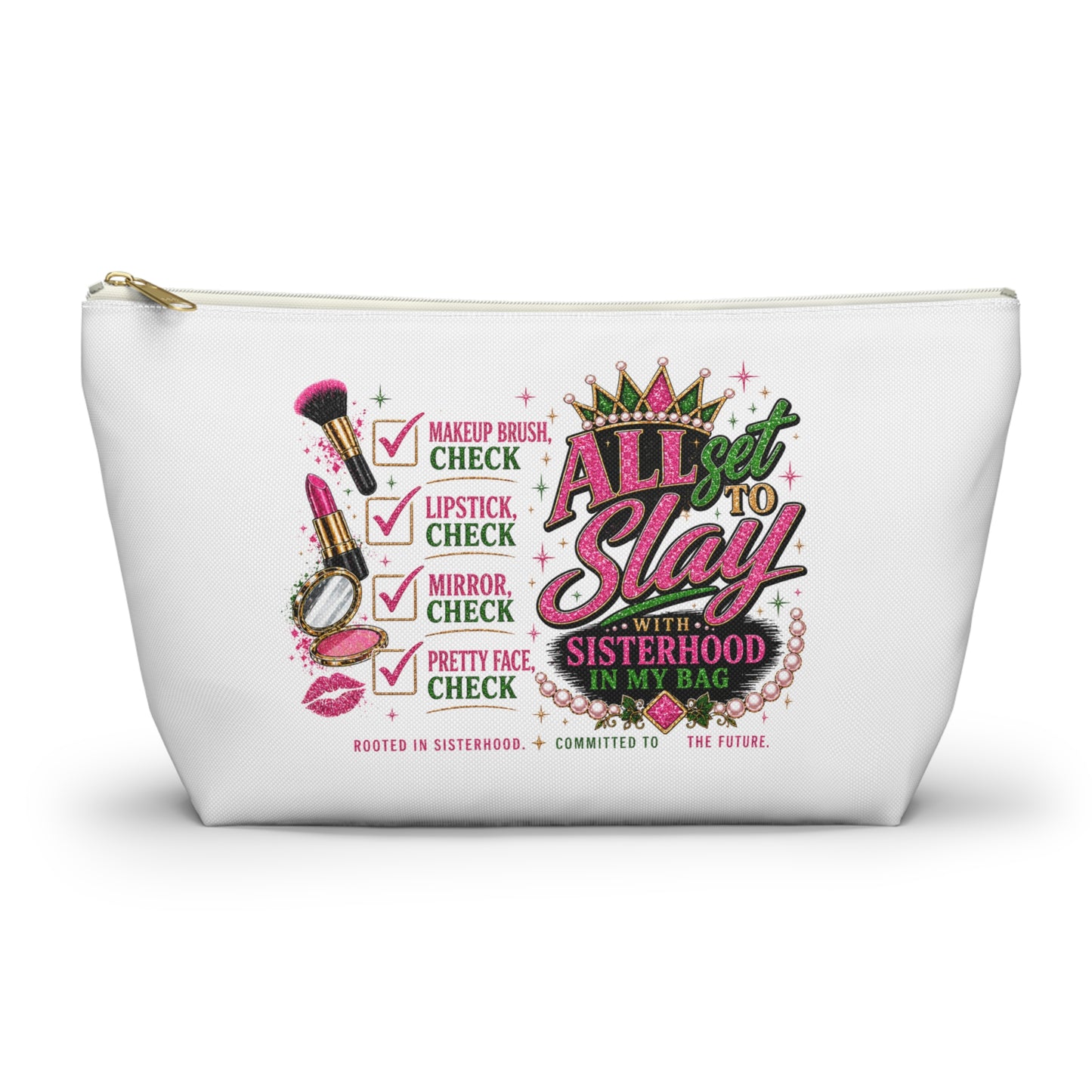 Pretty Girl Makeup Checklist Cosmetic Bag – Travel Makeup Pouch, Girls Trip Essentials, Cute Beauty Organizer Bag