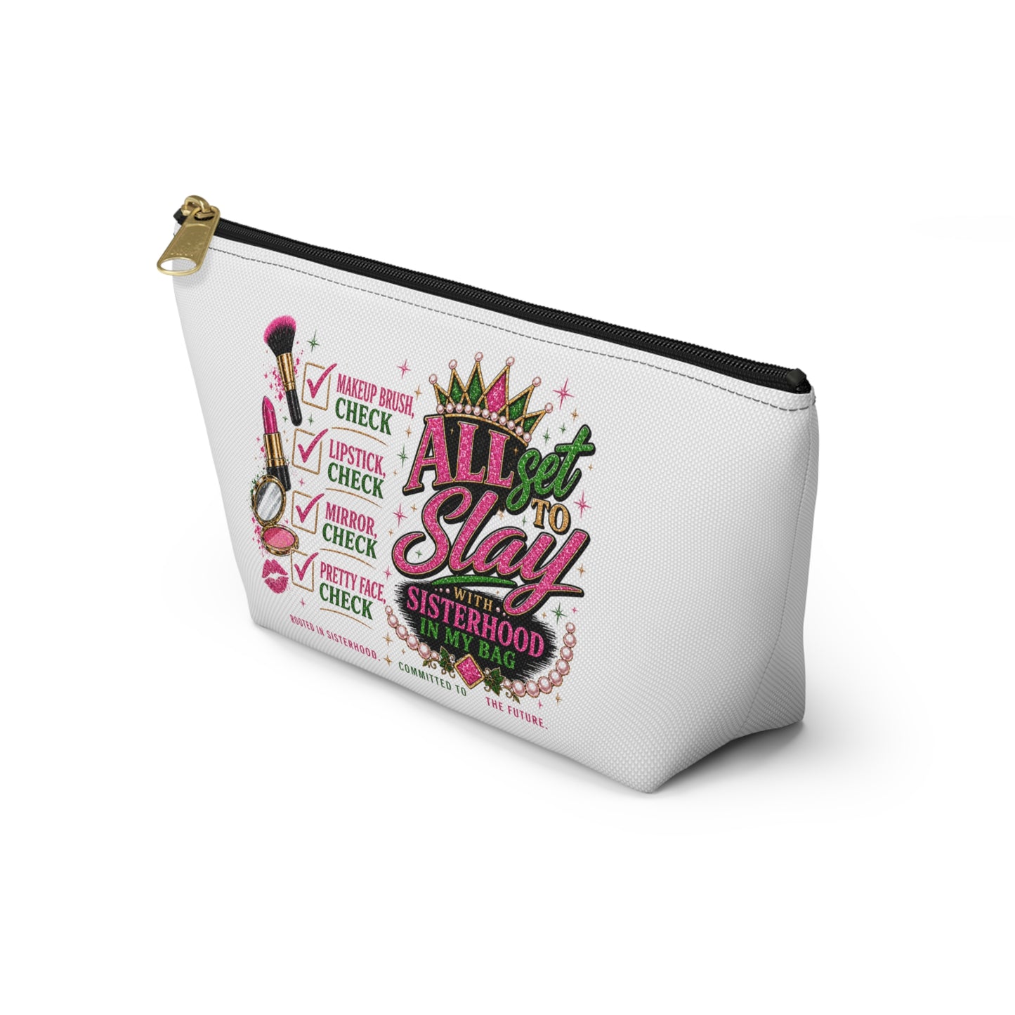 Pretty Girl Makeup Checklist Cosmetic Bag – Travel Makeup Pouch, Girls Trip Essentials, Cute Beauty Organizer Bag