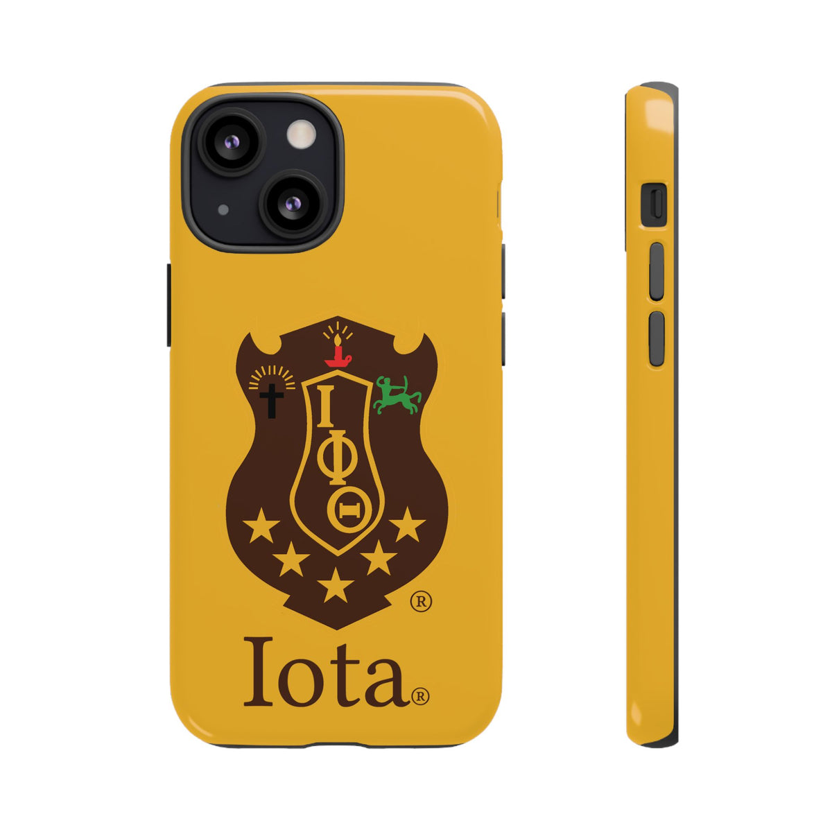 Iota Sorority Shield Phone Case — Greek Letter Tough Case (Yellow)
