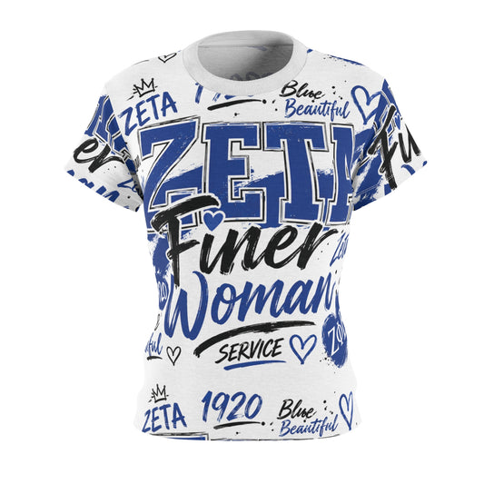 Zeta Phi Beta 'Zeta Finer Woman' Women's Cut & Sew Tee – All-Over Print Sorority Shirt