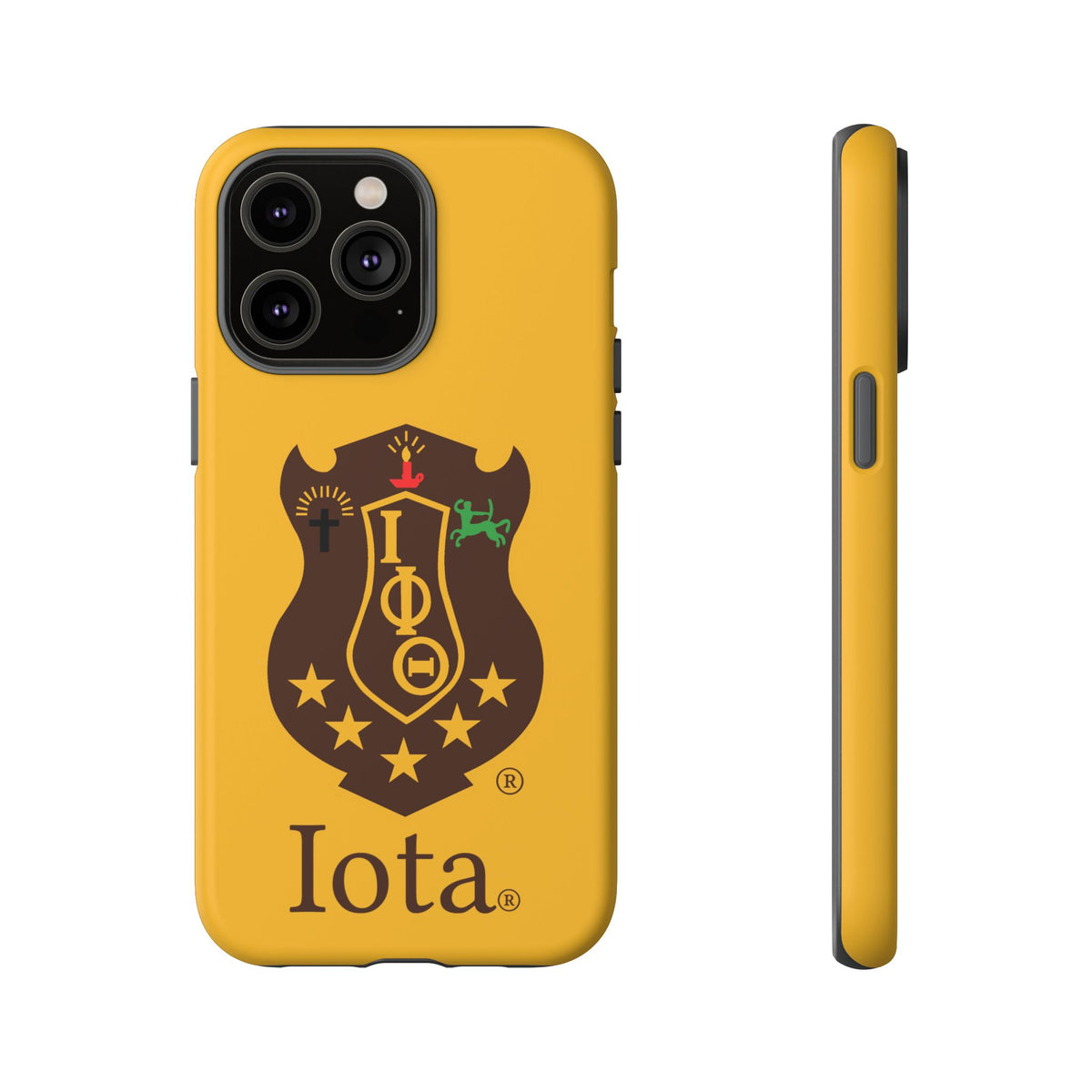 Iota Sorority Shield Phone Case — Greek Letter Tough Case (Yellow)