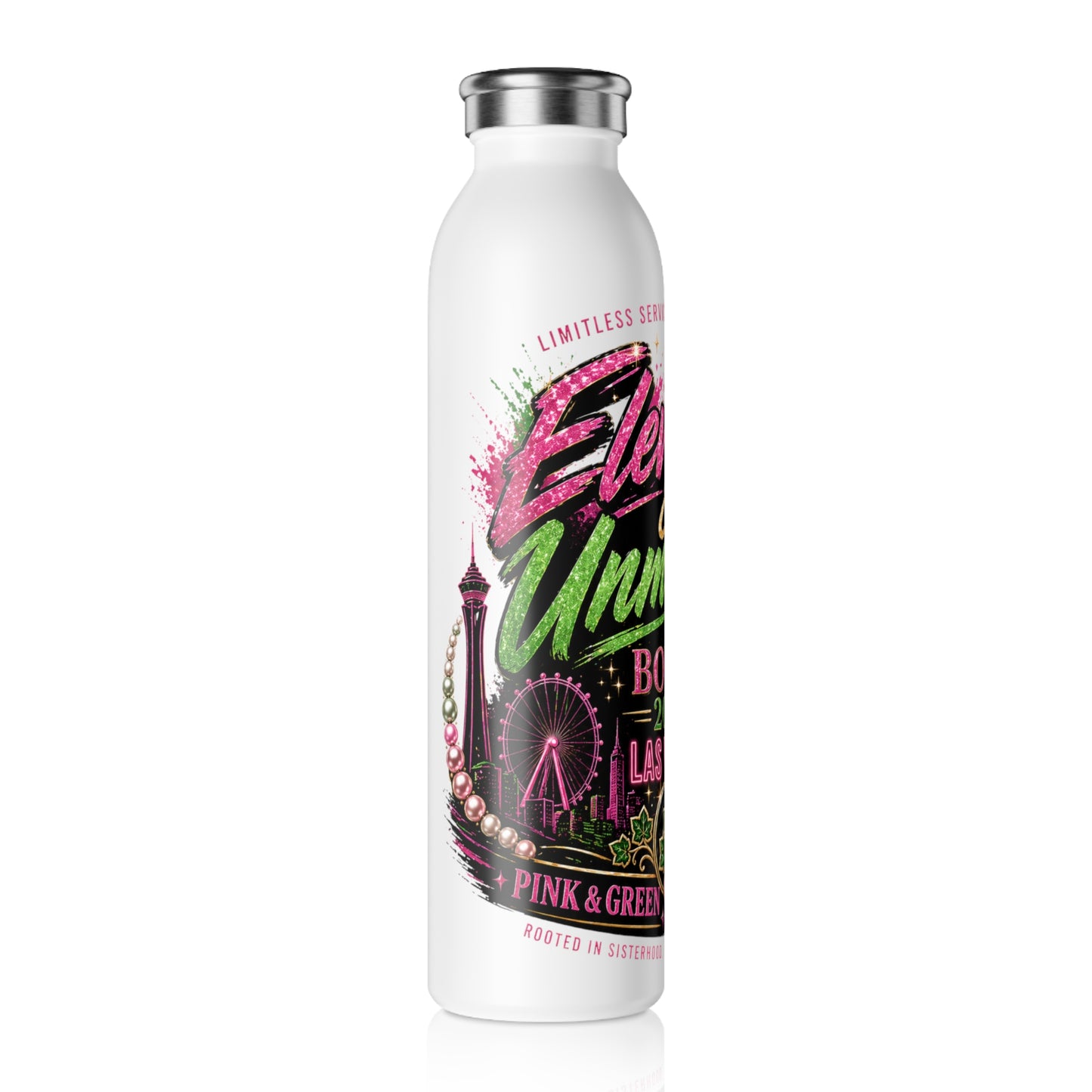 Boulé 2026 Las Vegas Insulated Water Bottle – “Elevated & Unmatched” Pink & Green Takeover | Stainless Steel Travel Bottle