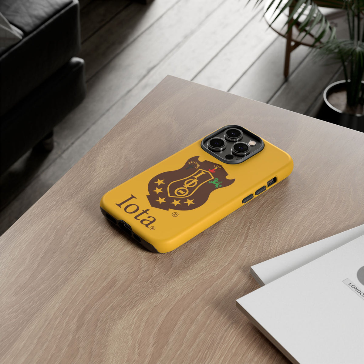 Iota Sorority Shield Phone Case — Greek Letter Tough Case (Yellow)
