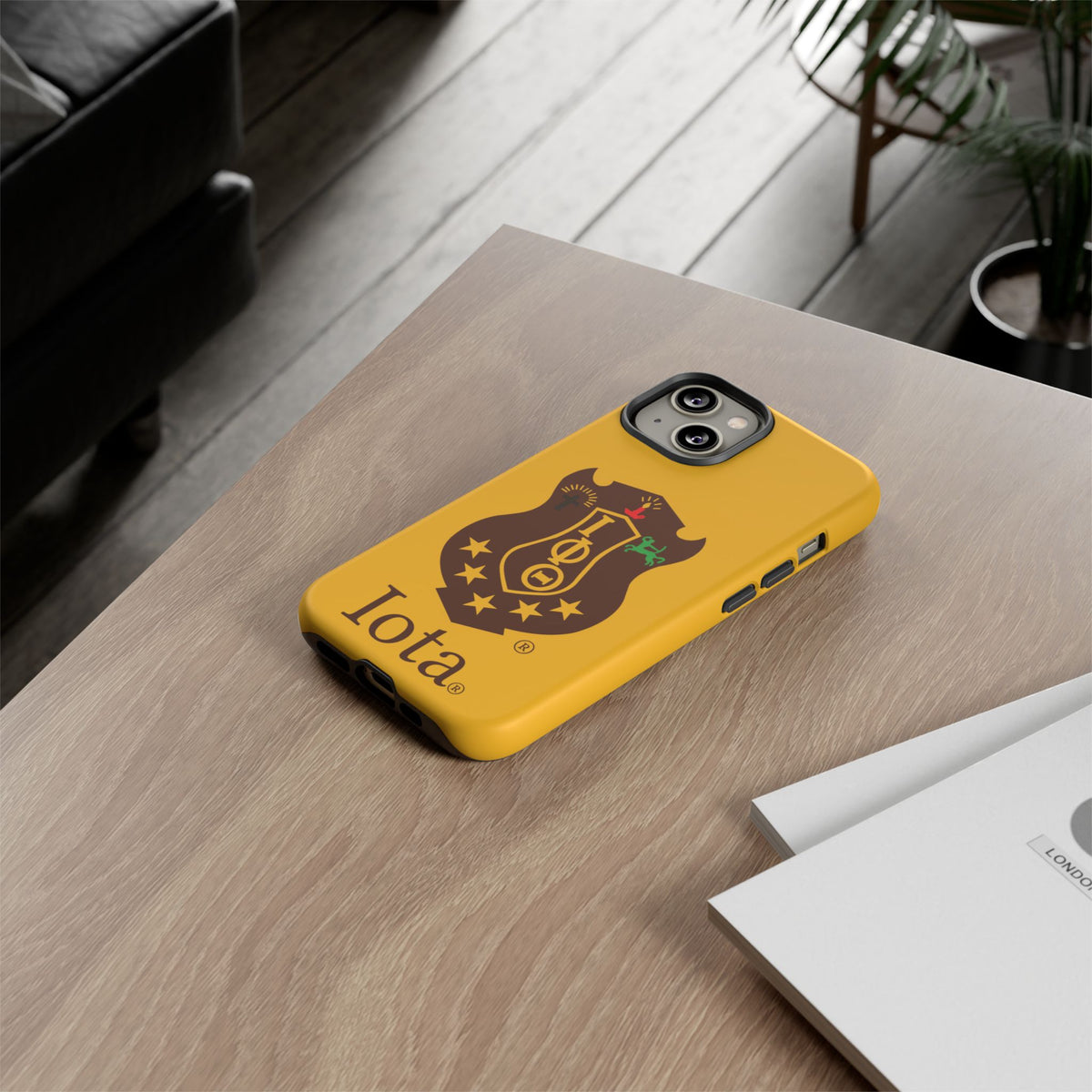 Iota Sorority Shield Phone Case — Greek Letter Tough Case (Yellow)