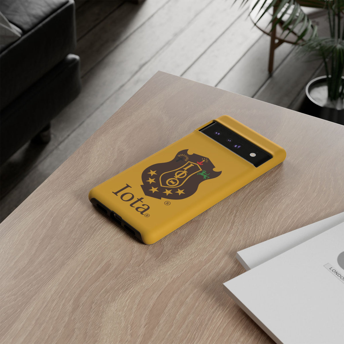 Iota Sorority Shield Phone Case — Greek Letter Tough Case (Yellow)