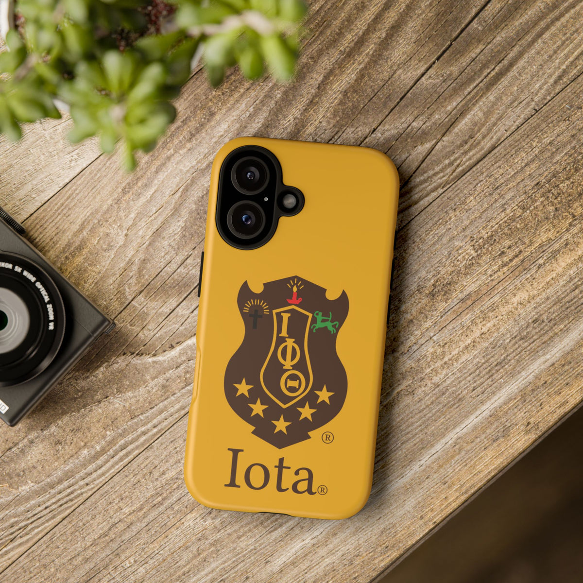 Iota Sorority Shield Phone Case — Greek Letter Tough Case (Yellow)