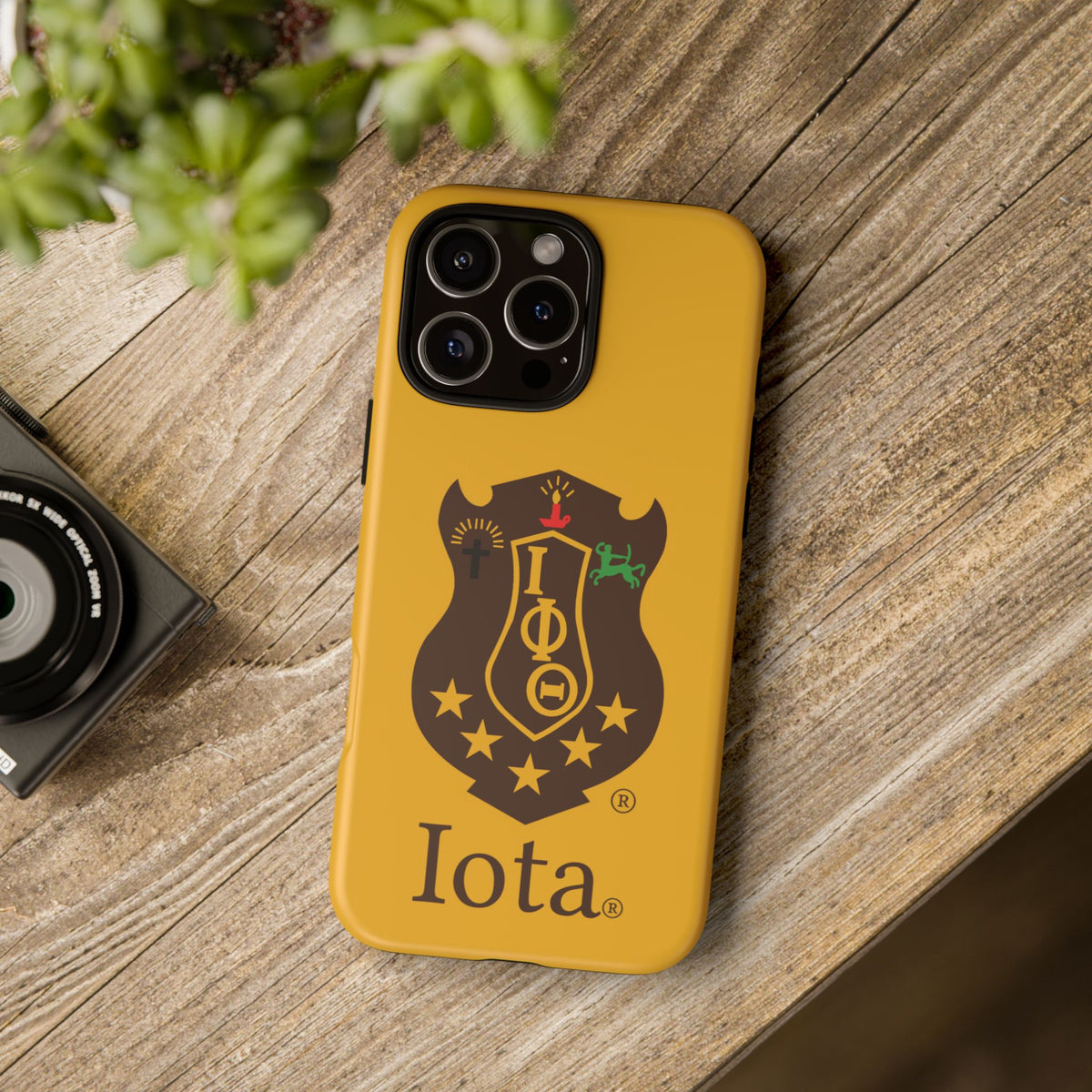 Iota Sorority Shield Phone Case — Greek Letter Tough Case (Yellow)